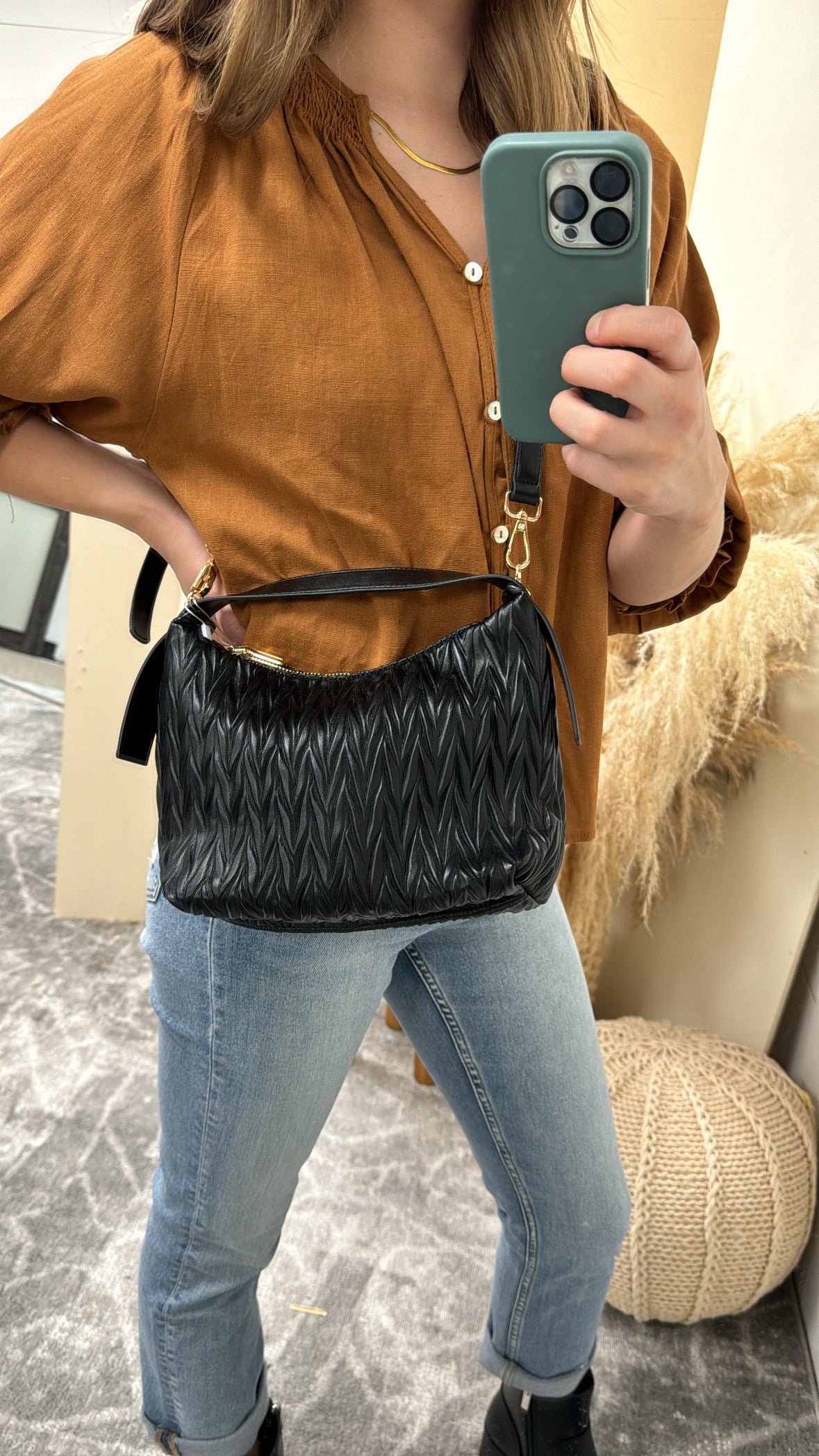 EH2582 Brenna Matelasse Pattern Shoulder Bag - Three:Twelve Boutique