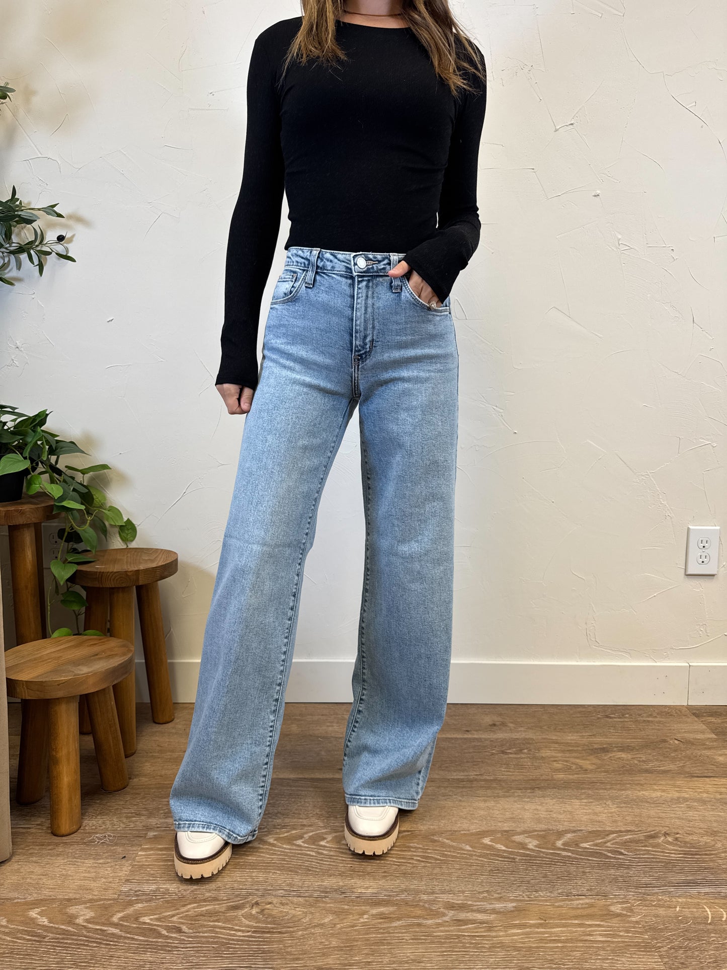 Stretchy Wide Leg Denim
