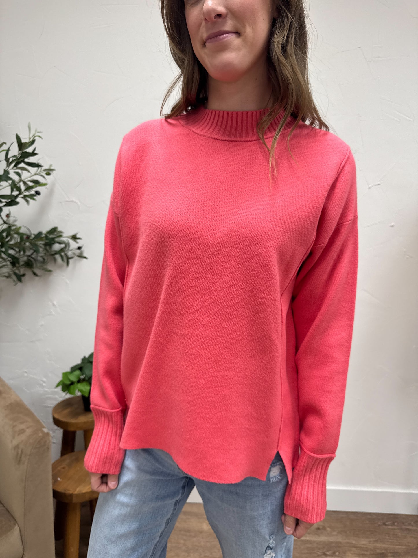 Mock Neck Marled Pullover Sweater