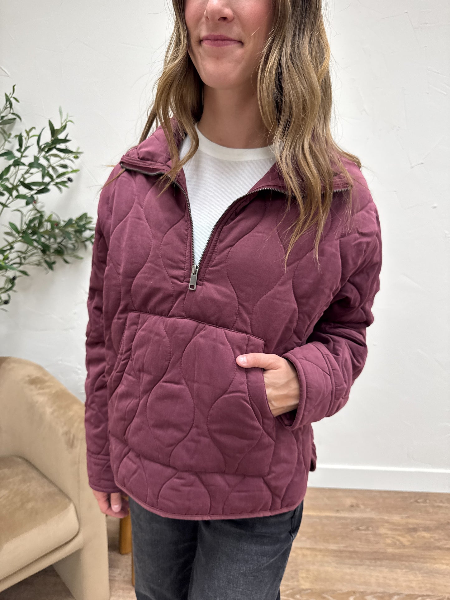Quilted Pullover Quarter Zip