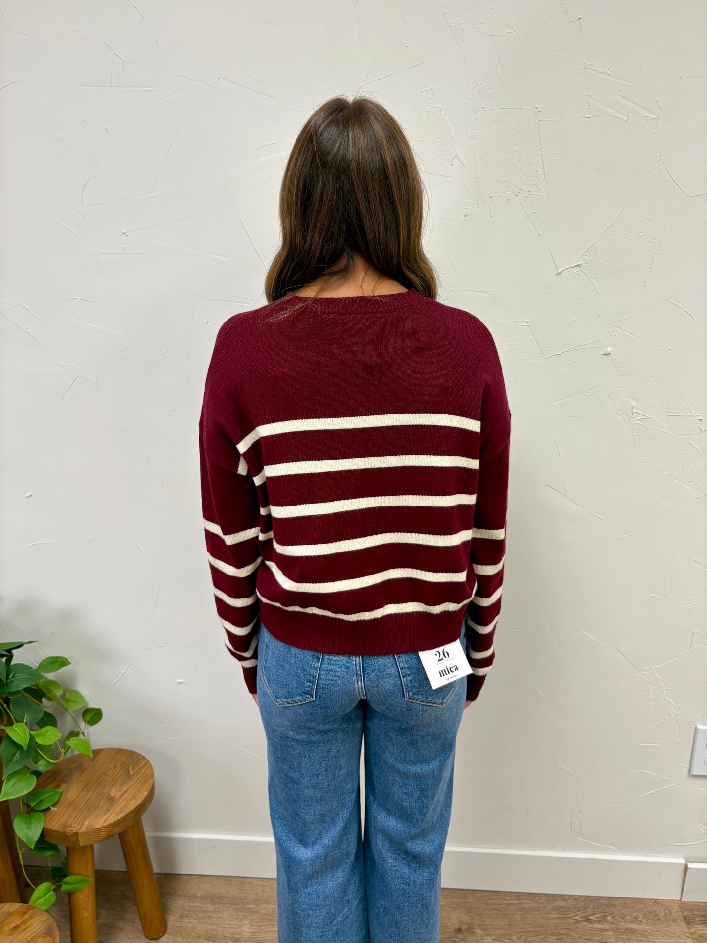 Striped Drop Shoulder Lightweight Sweater