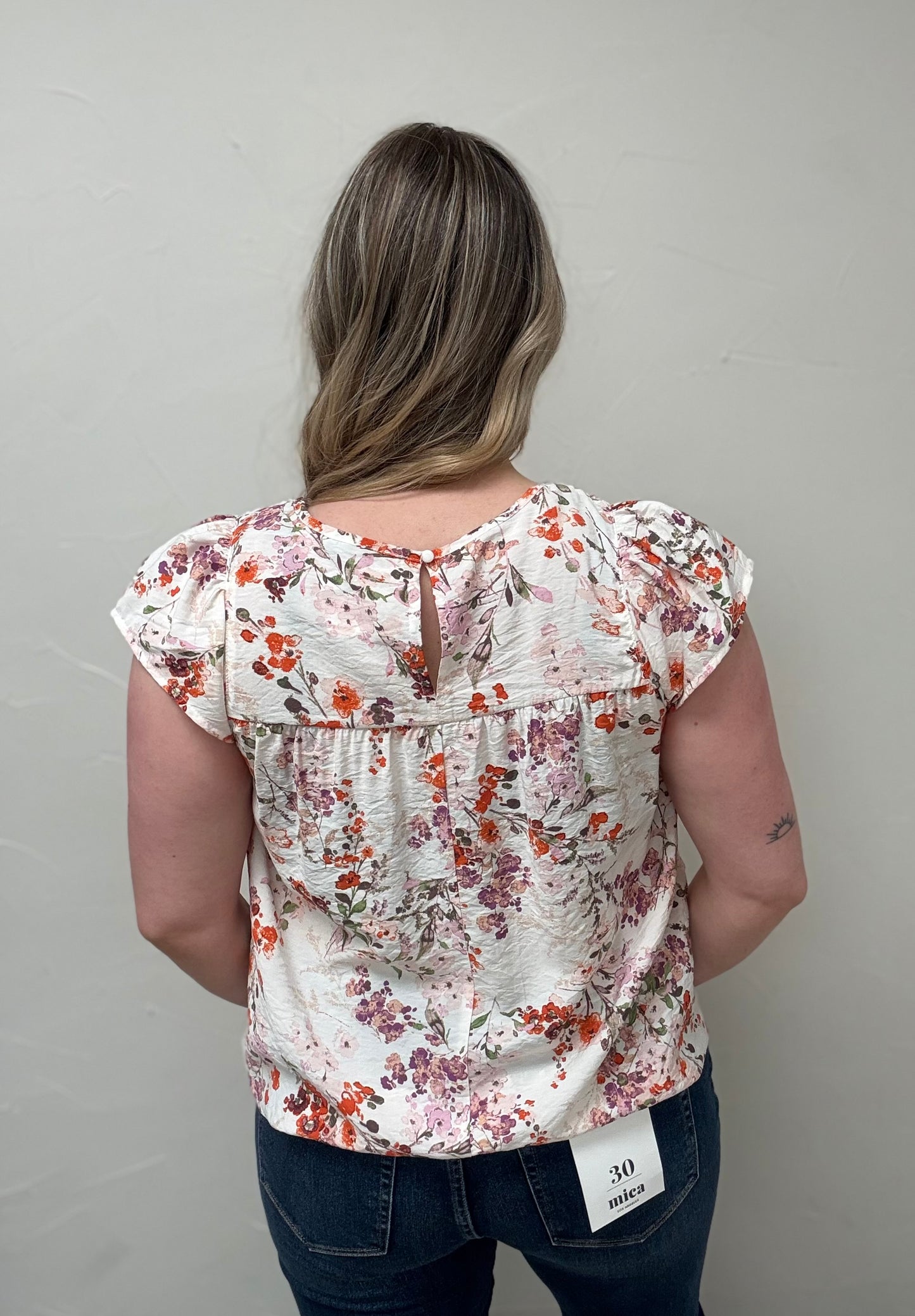 Flutter Sleeve Smocked Chest Top