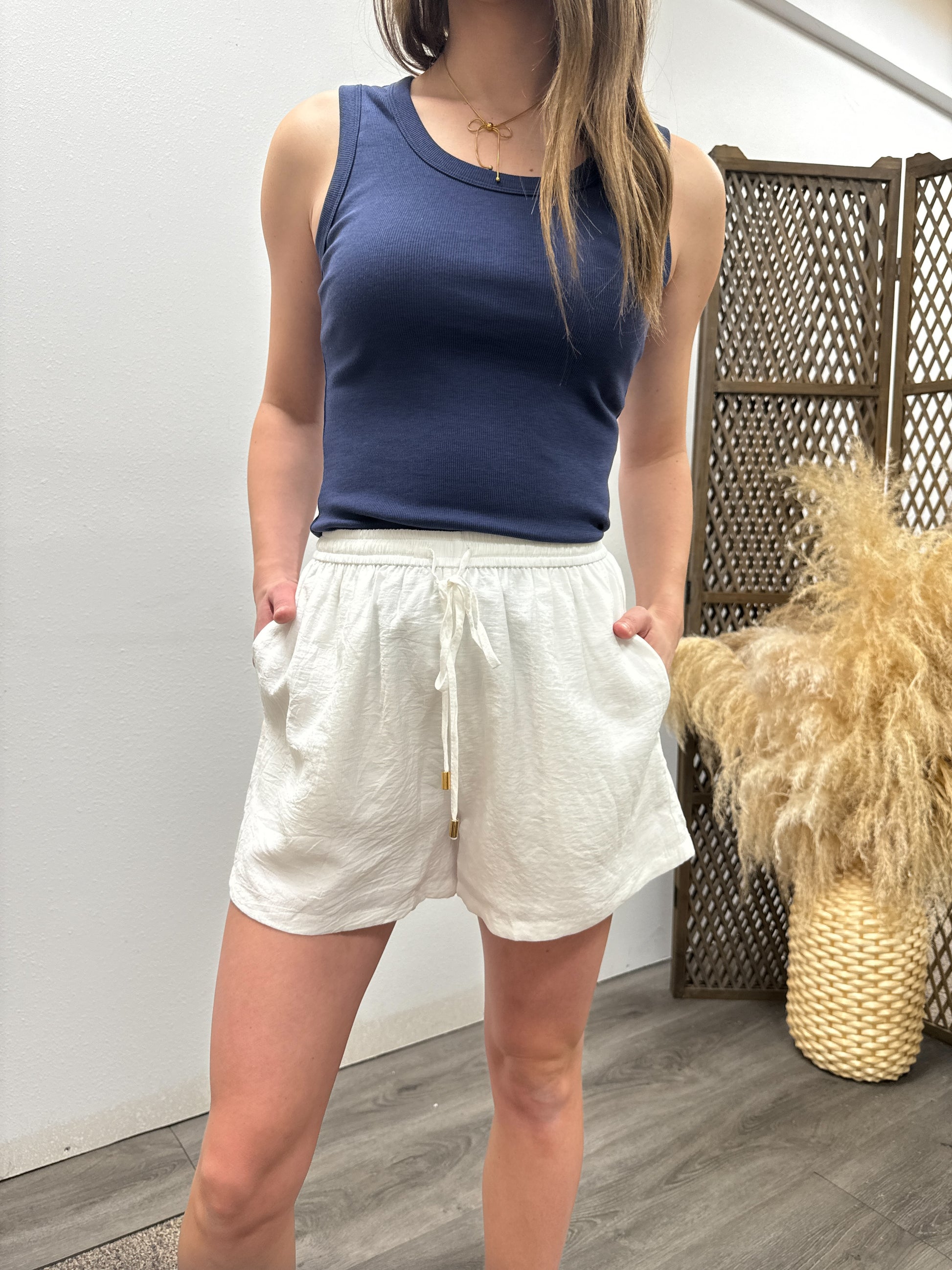 Light Textured Drawstring Shorts - Three:Twelve Boutique
