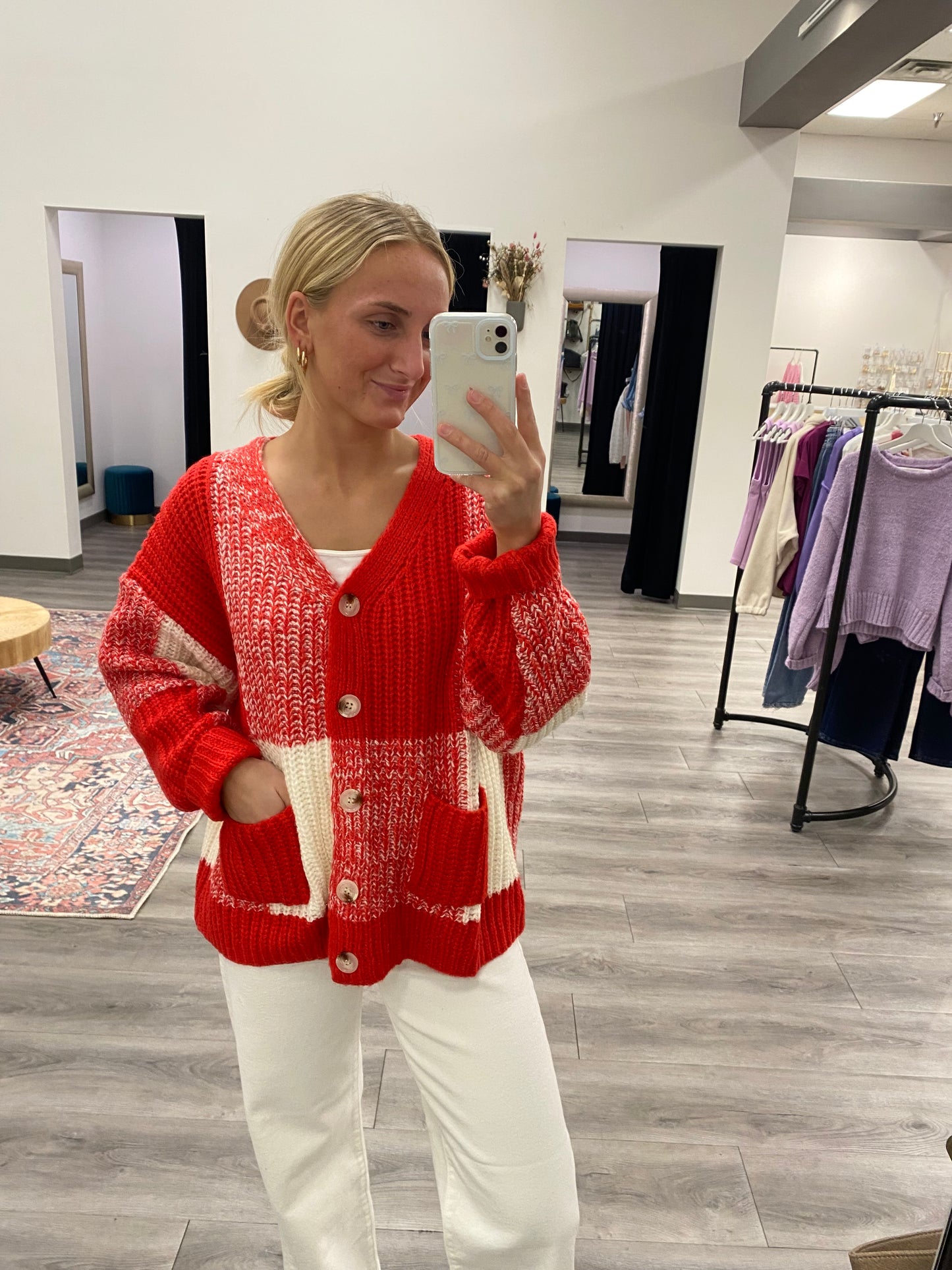 Oversized Checkered Cardigan - Three:Twelve Boutique
