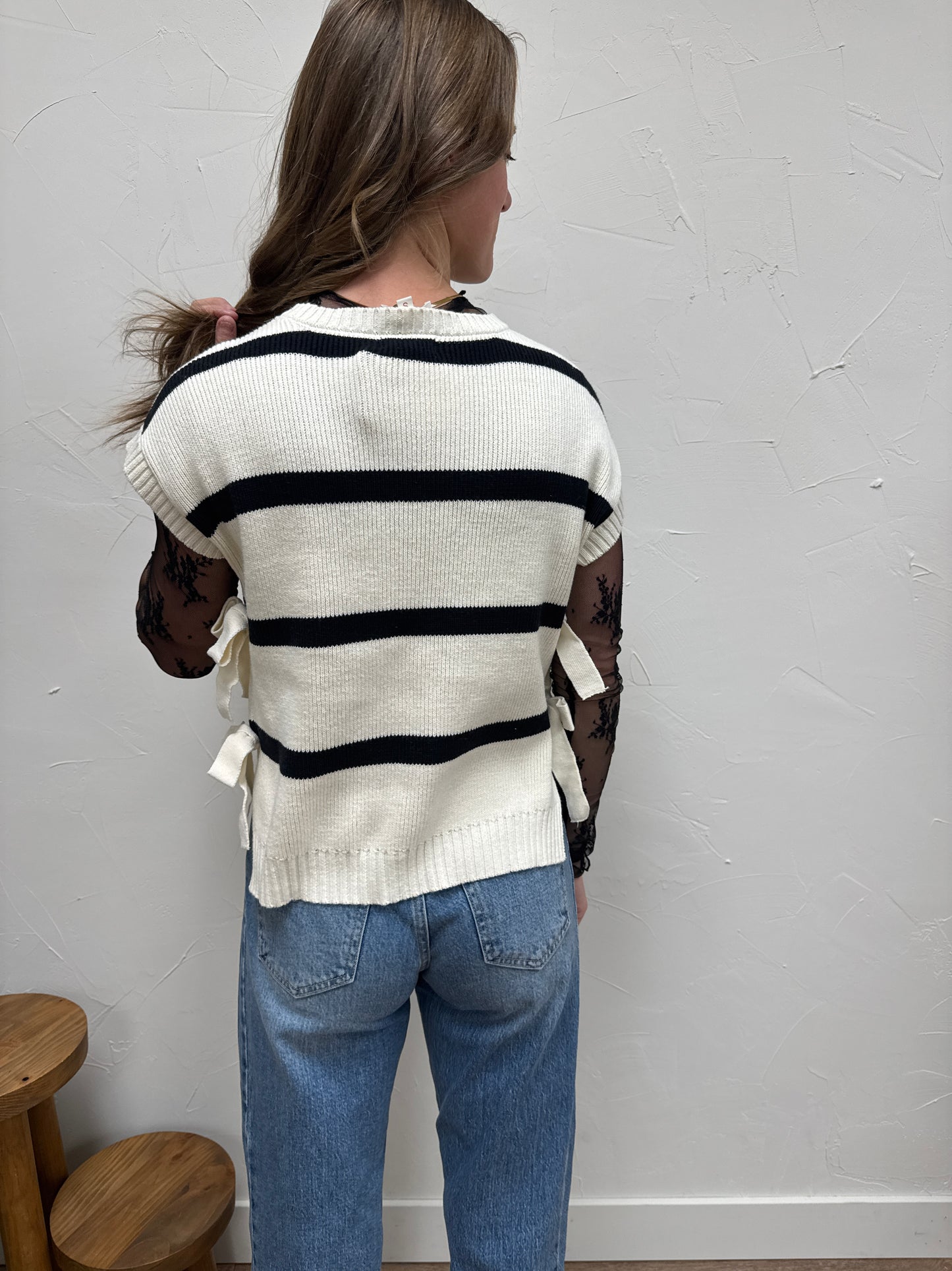 Stripe Side Tie Sweater Vest