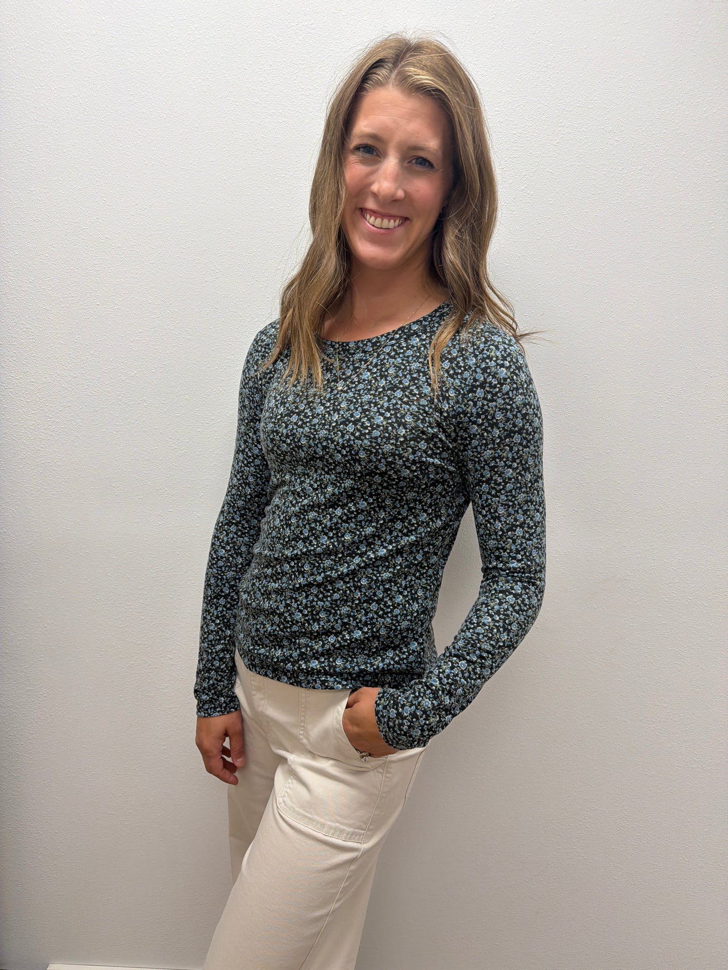 Crew Neck Floral Print Top