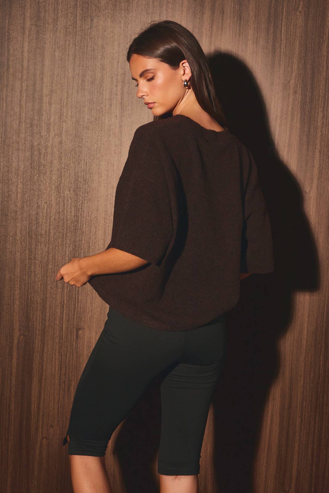 SHORT SLEEVE BOXY LIGHTWEIGHT SWEATER TOP
