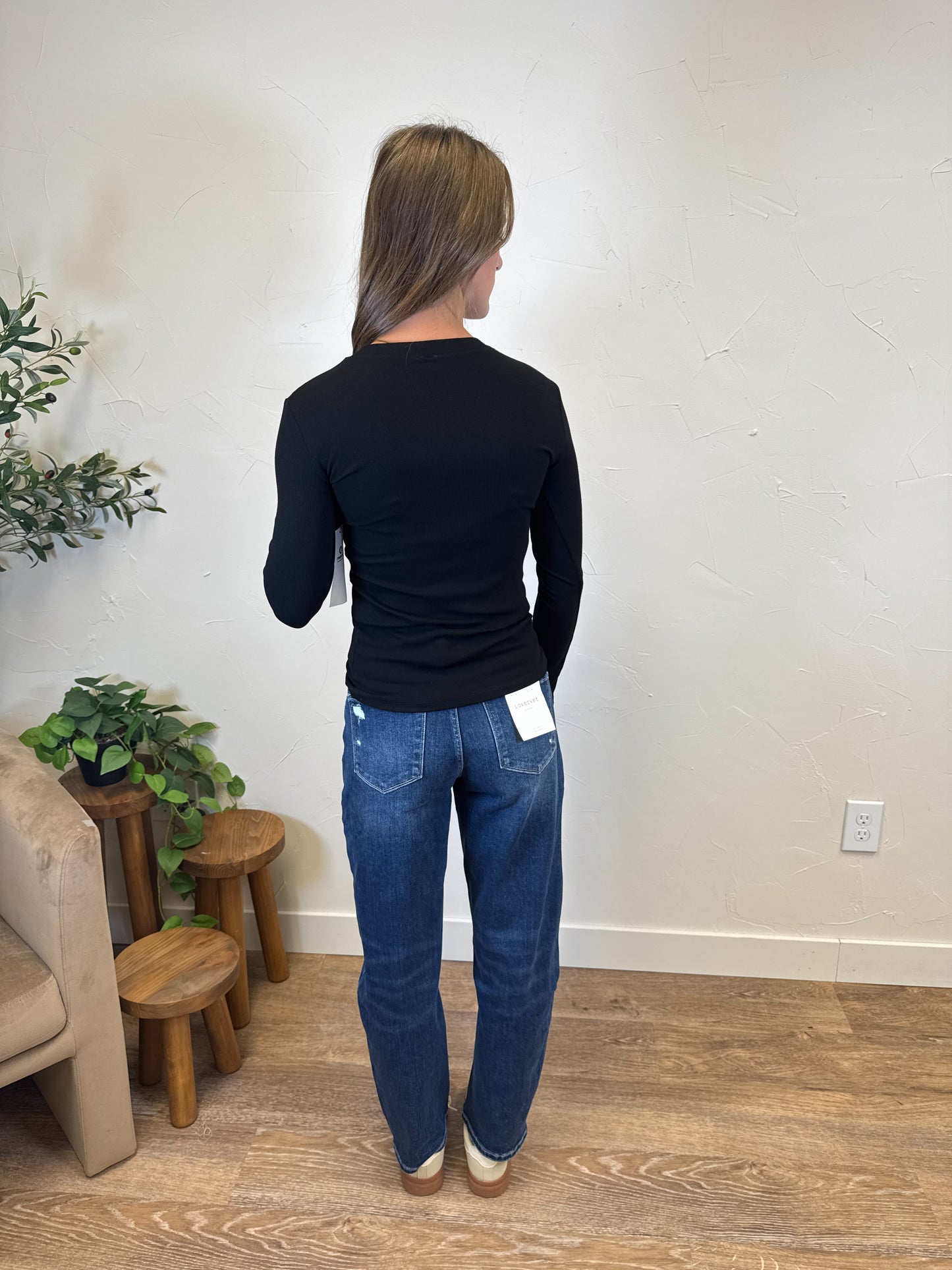 Long Sleeve Micro Ribbed Top