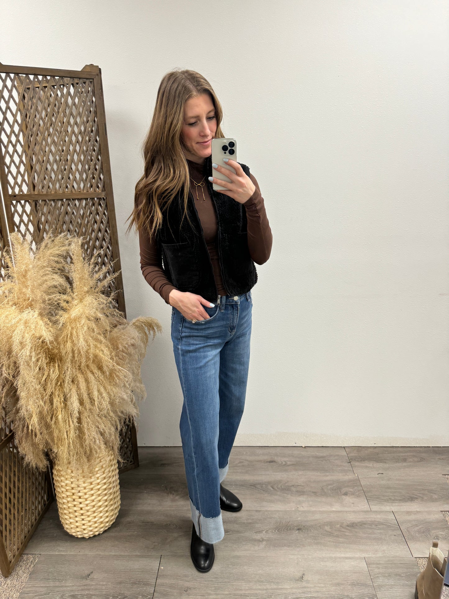 High Rise A Line Wide With Cuffed Hem - Three:Twelve Boutique