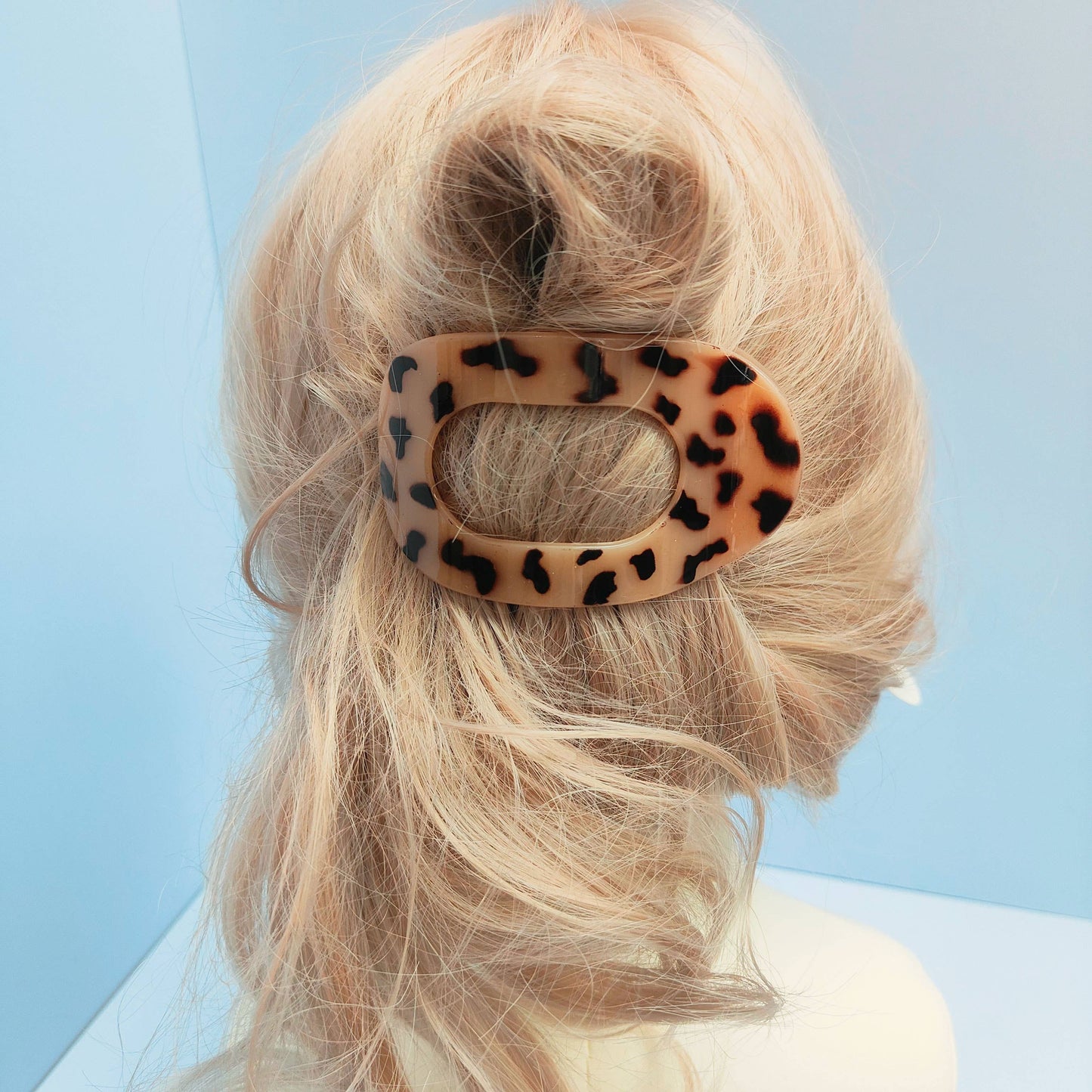 Oval Flat Hair Clip for Women, Strong Grip YELLOW LEOPARD