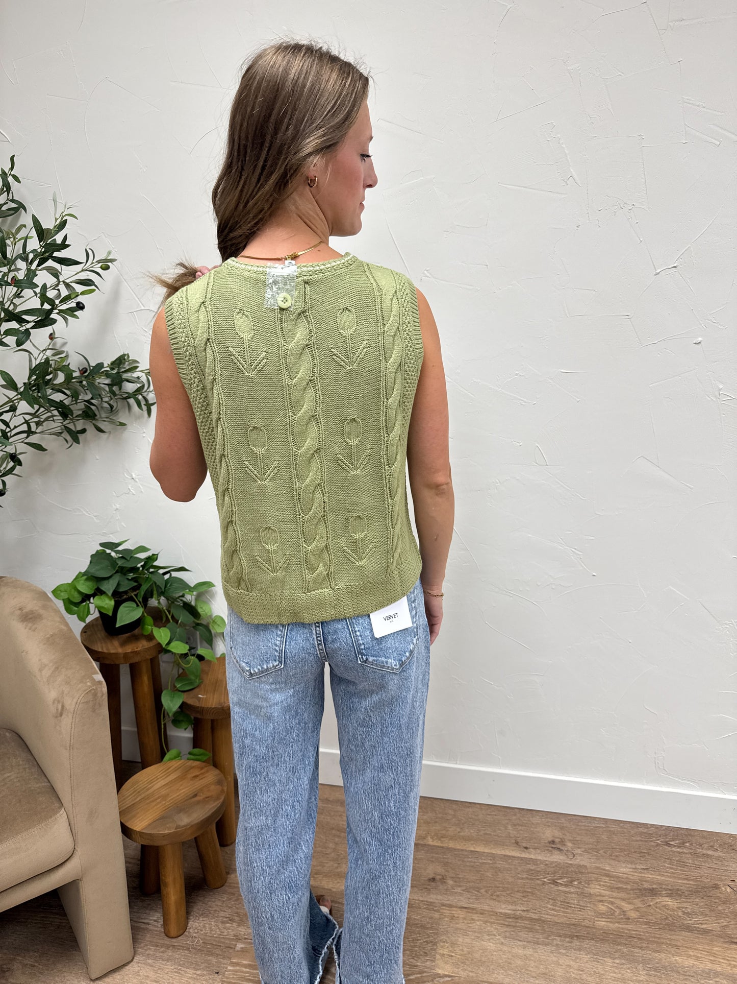 Round Neck Button Up Sweater Vest