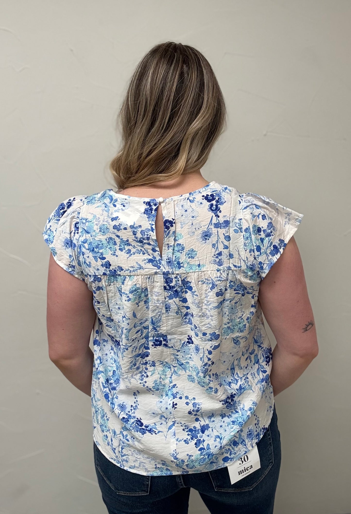 Flutter Sleeve Smocked Chest Top