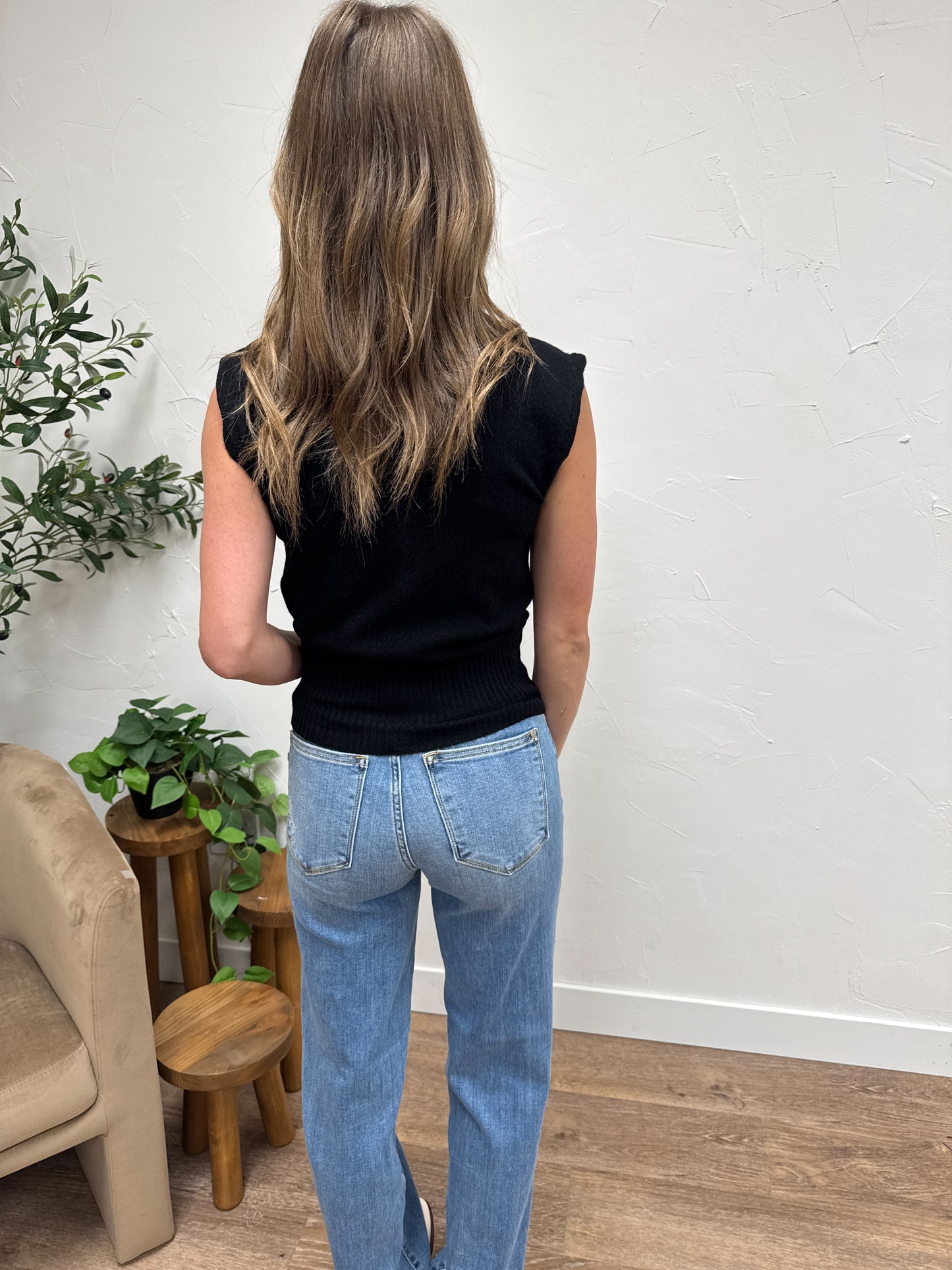 Mock Neck Sweater Sleeveless Top