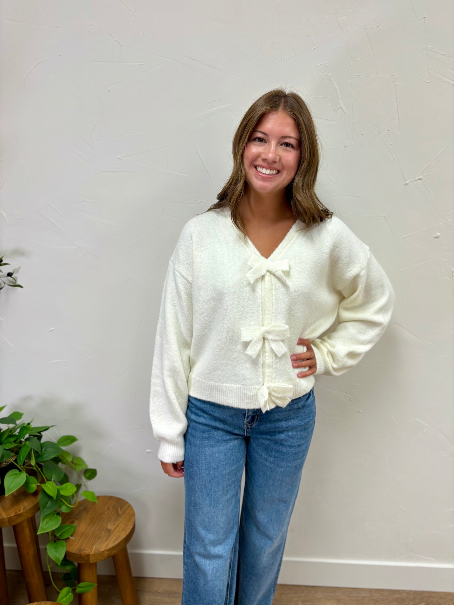 Brushed Bow Detail Sweater