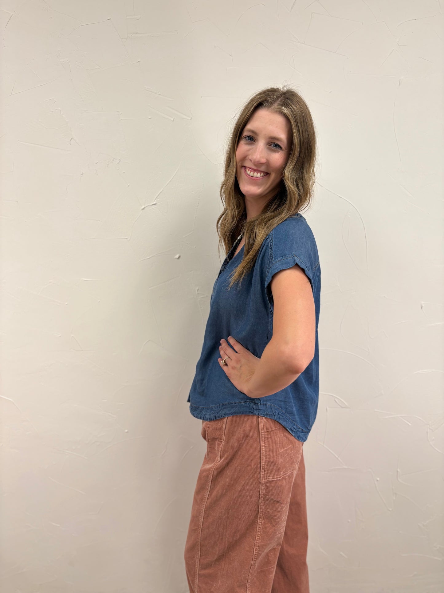 Dark Chambray Button Down Shirt