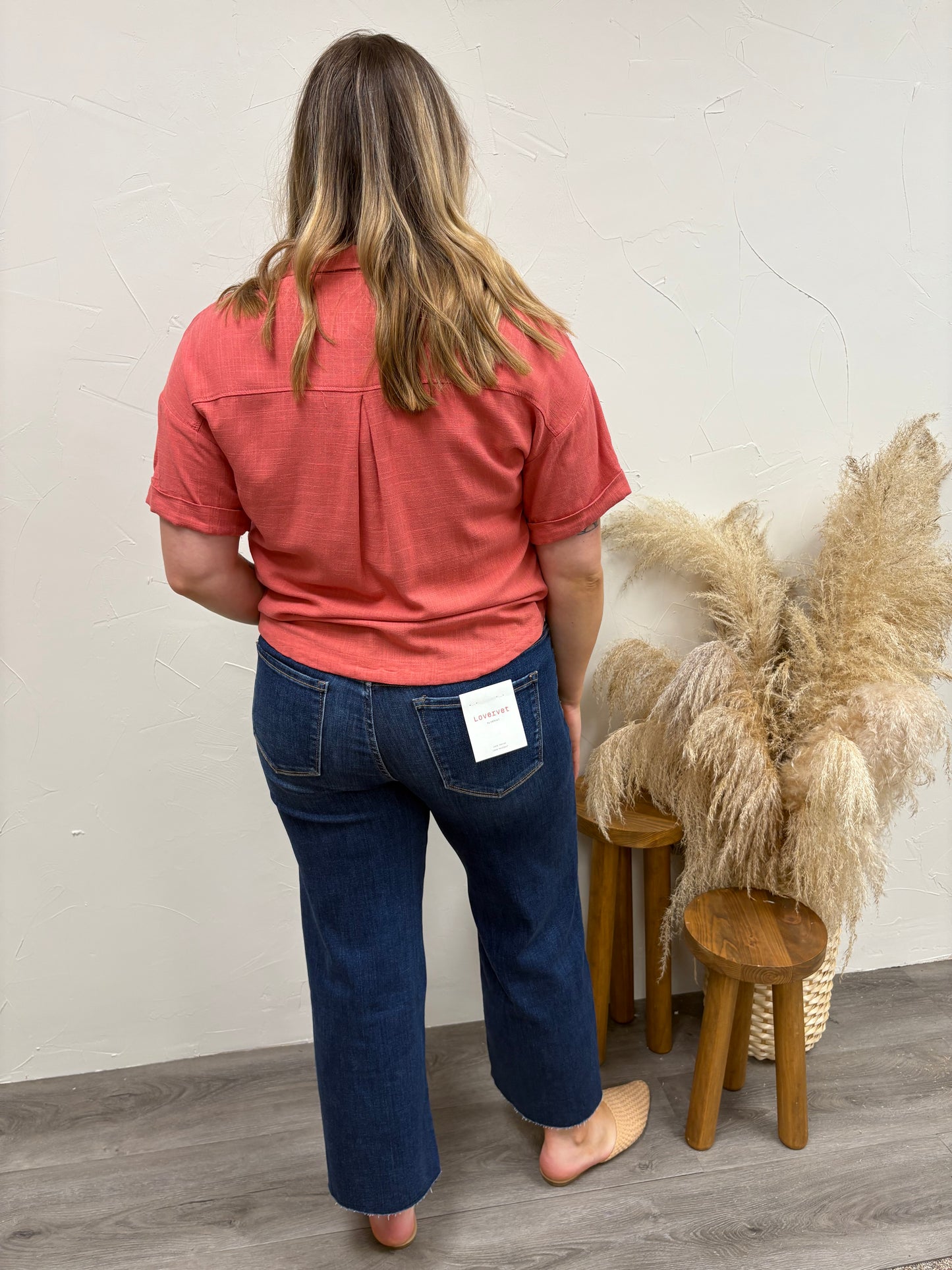 Mid Rise Wide Leg Vervet Denim