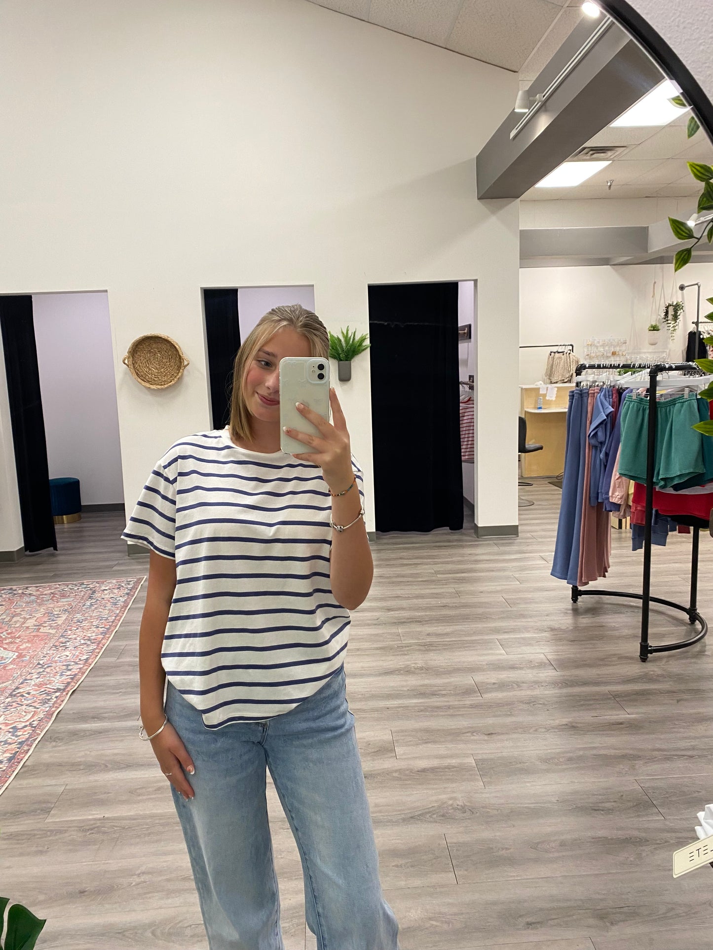 Crew Neck Striped Oversize Tshirt