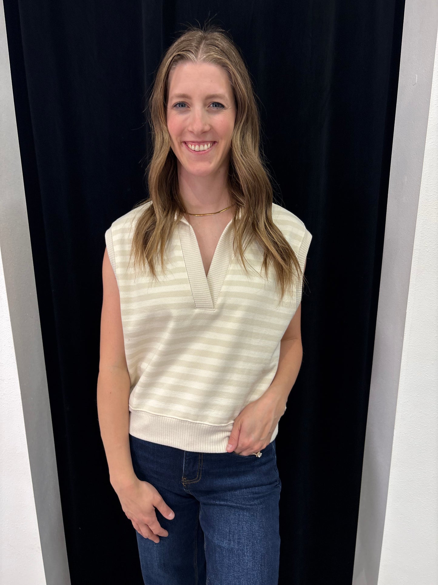 Striped Collared Vest