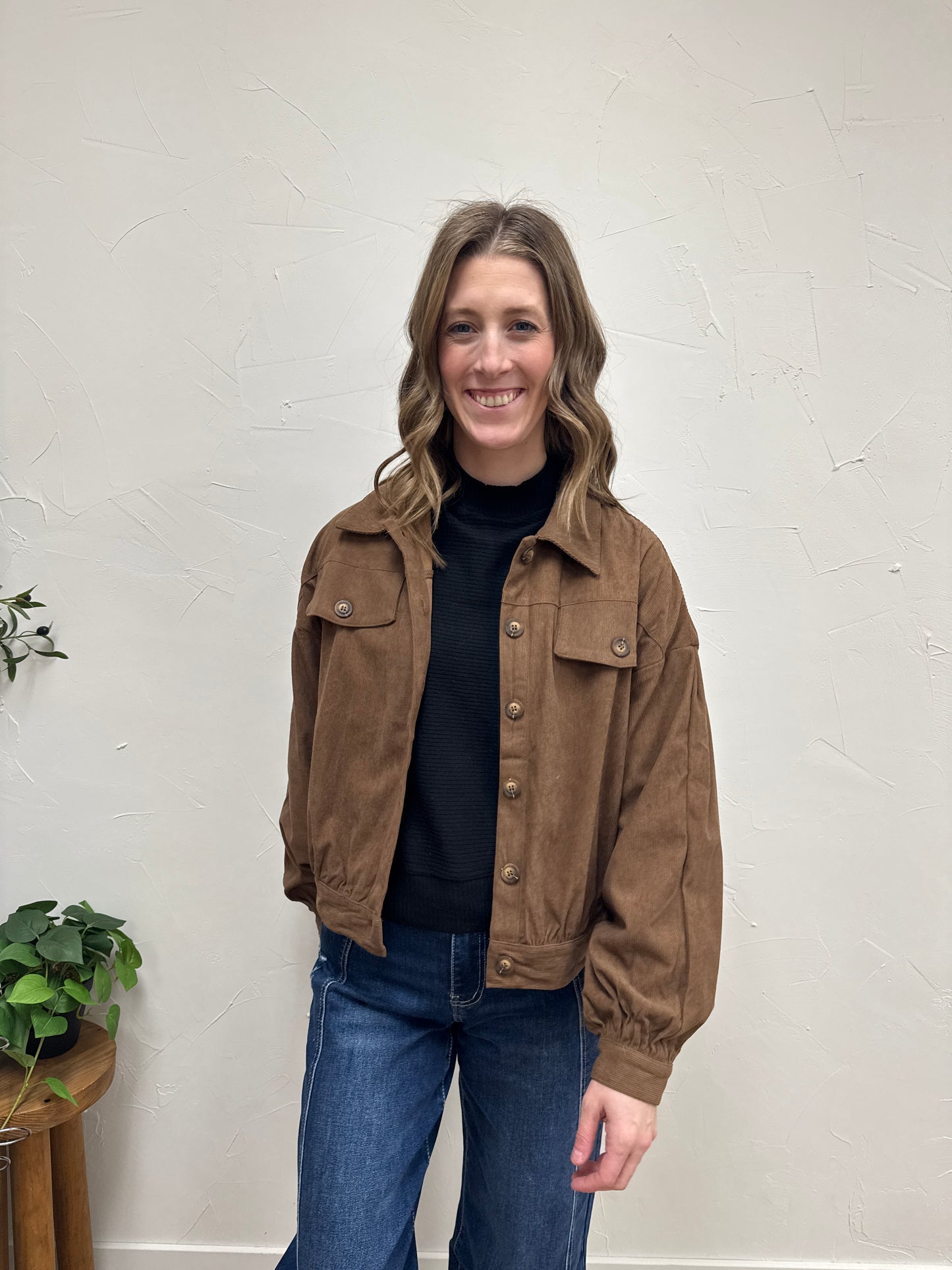 Drop Shoulders Corduroy Jacket