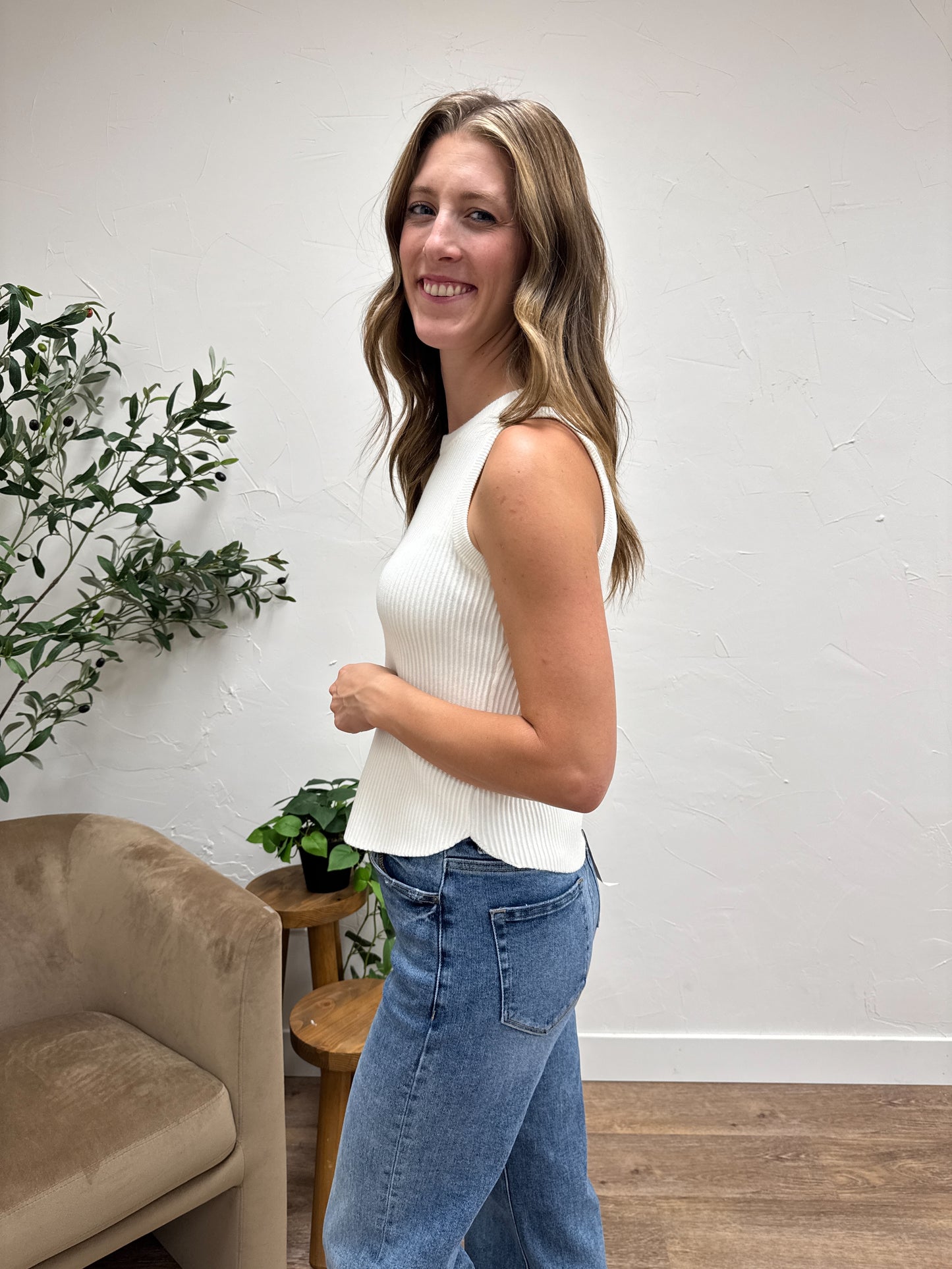 Fitted Ribbed Sweater Tank Top