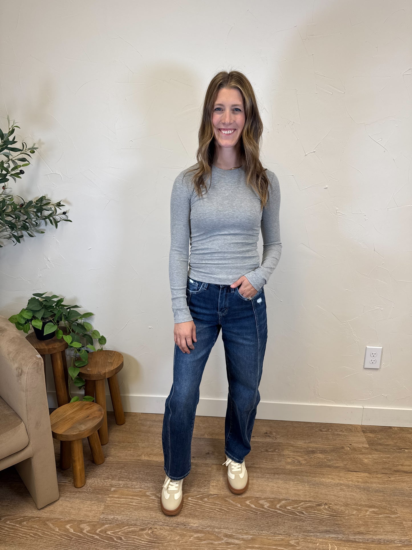 Long Sleeve Micro Ribbed Top