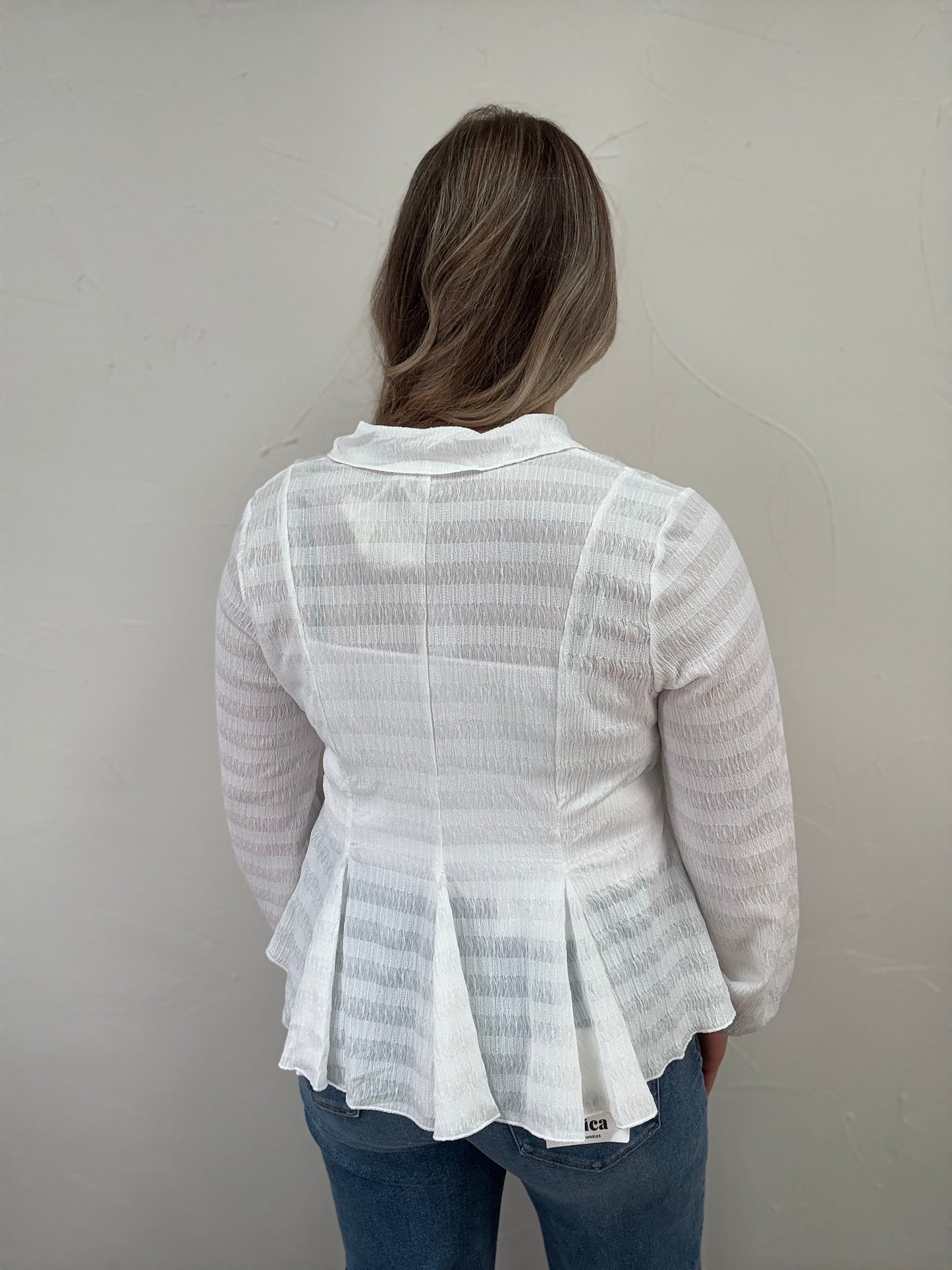 Flowy Button Down Texture Knit Blouse