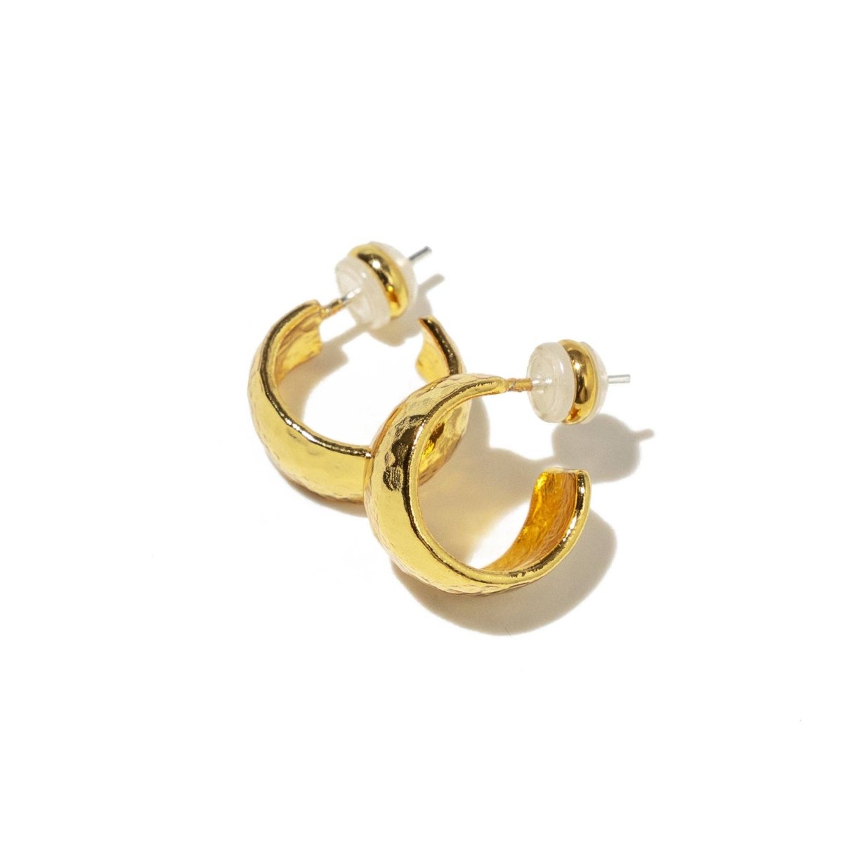 24K Gold Mini Hammered Hoops - Three:Twelve Boutique - Brenda Grands Waterproof Jewelry