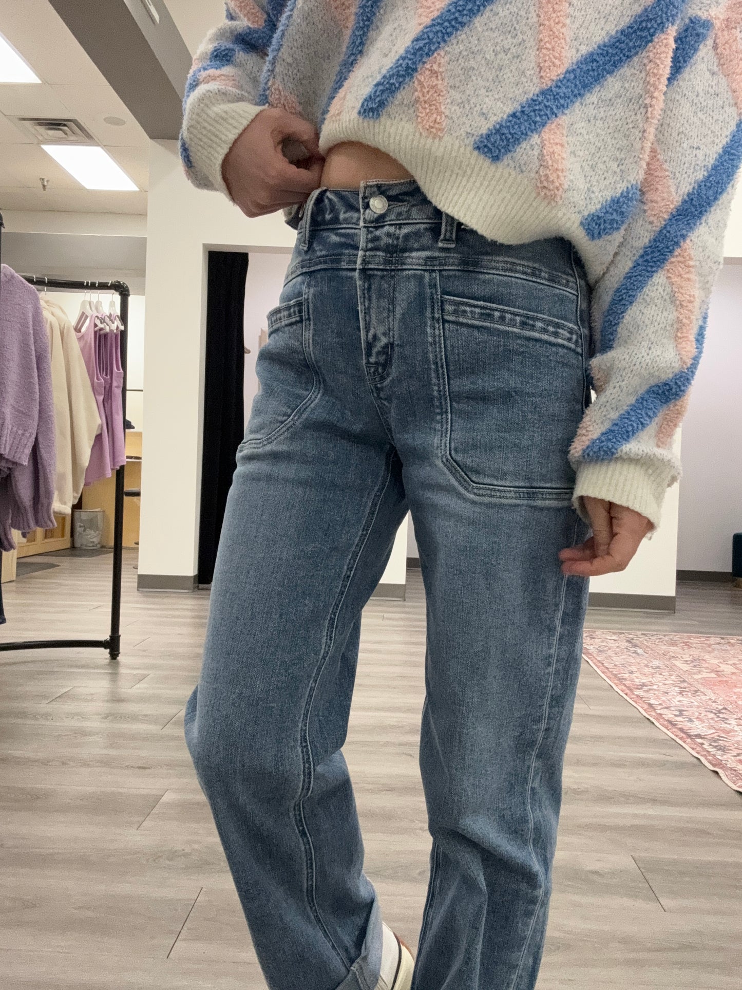 High Rise Slim Wide Leg Jeans with Front Pockets - Three:Twelve Boutique