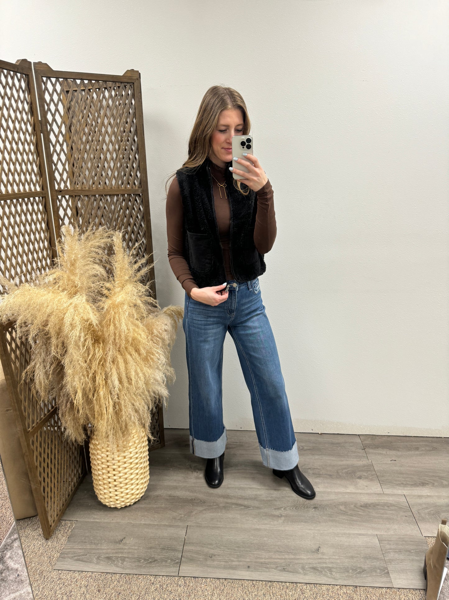 High Rise A Line Wide With Cuffed Hem - Three:Twelve Boutique