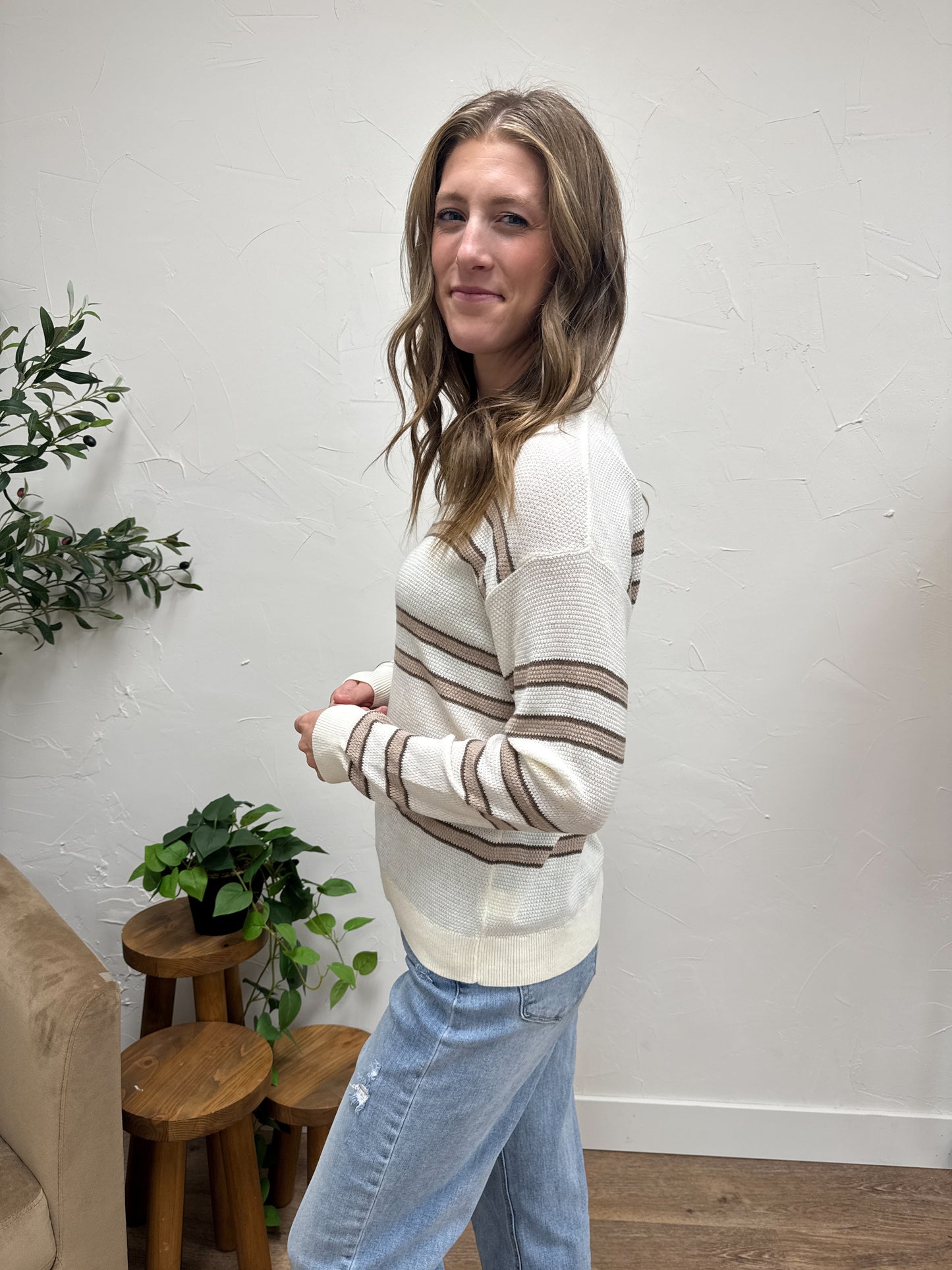 Striped Textured Pullover