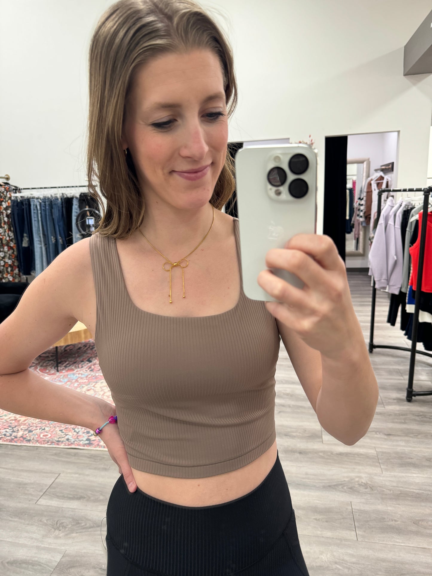 Square Neck Ribbed Racerback Sports Bra - Three:Twelve Boutique