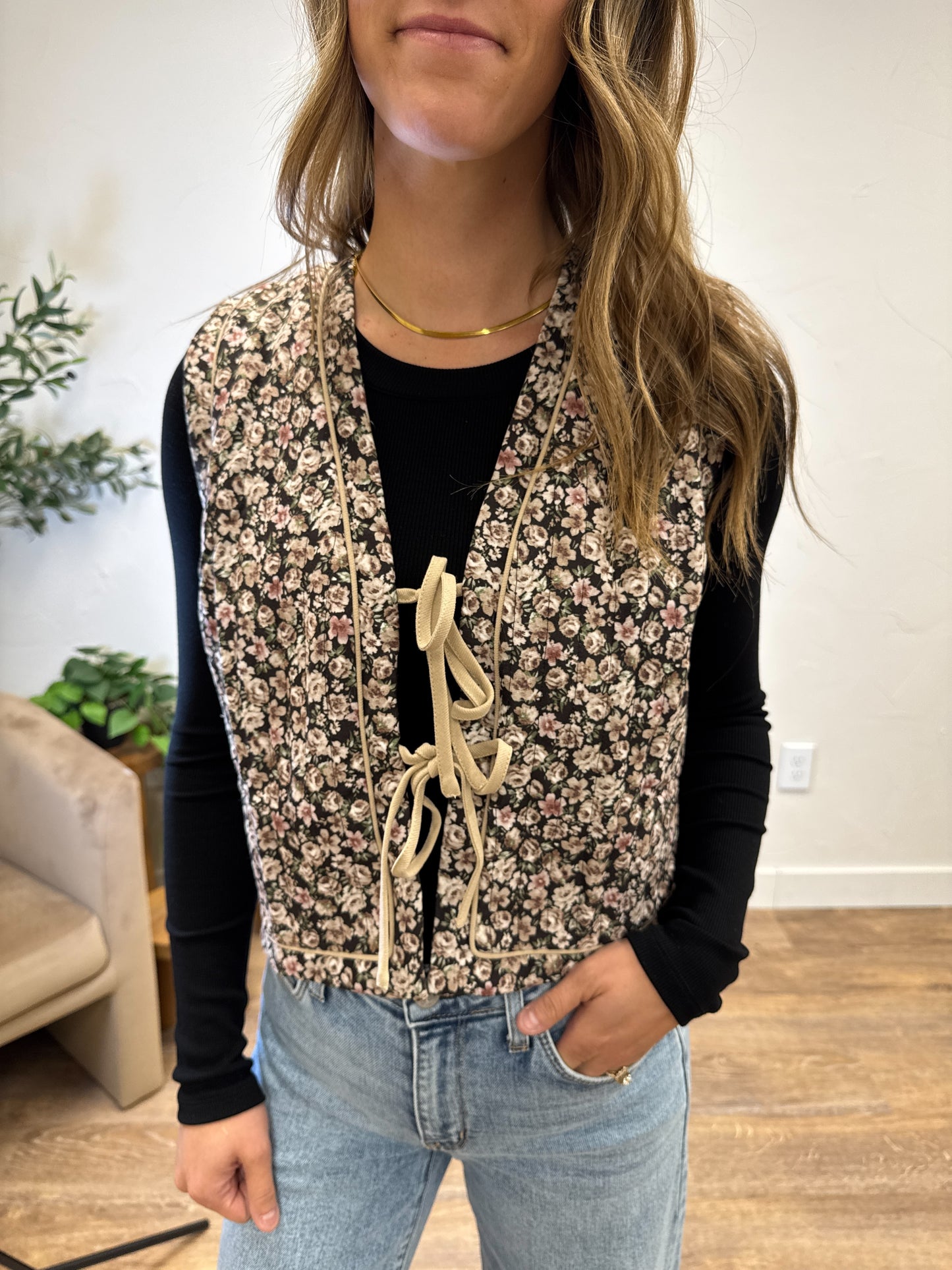 Floral Quilted Vest