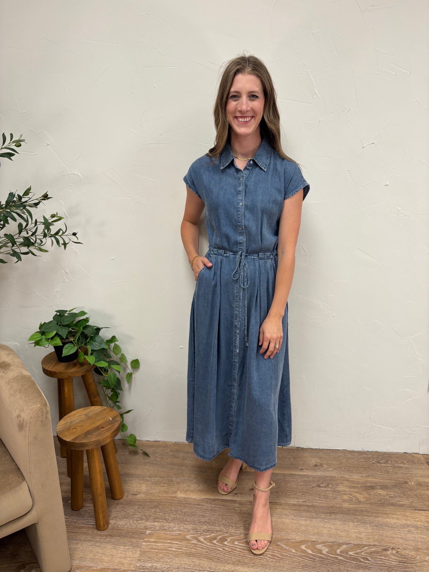 Chambray Buton Down Dress