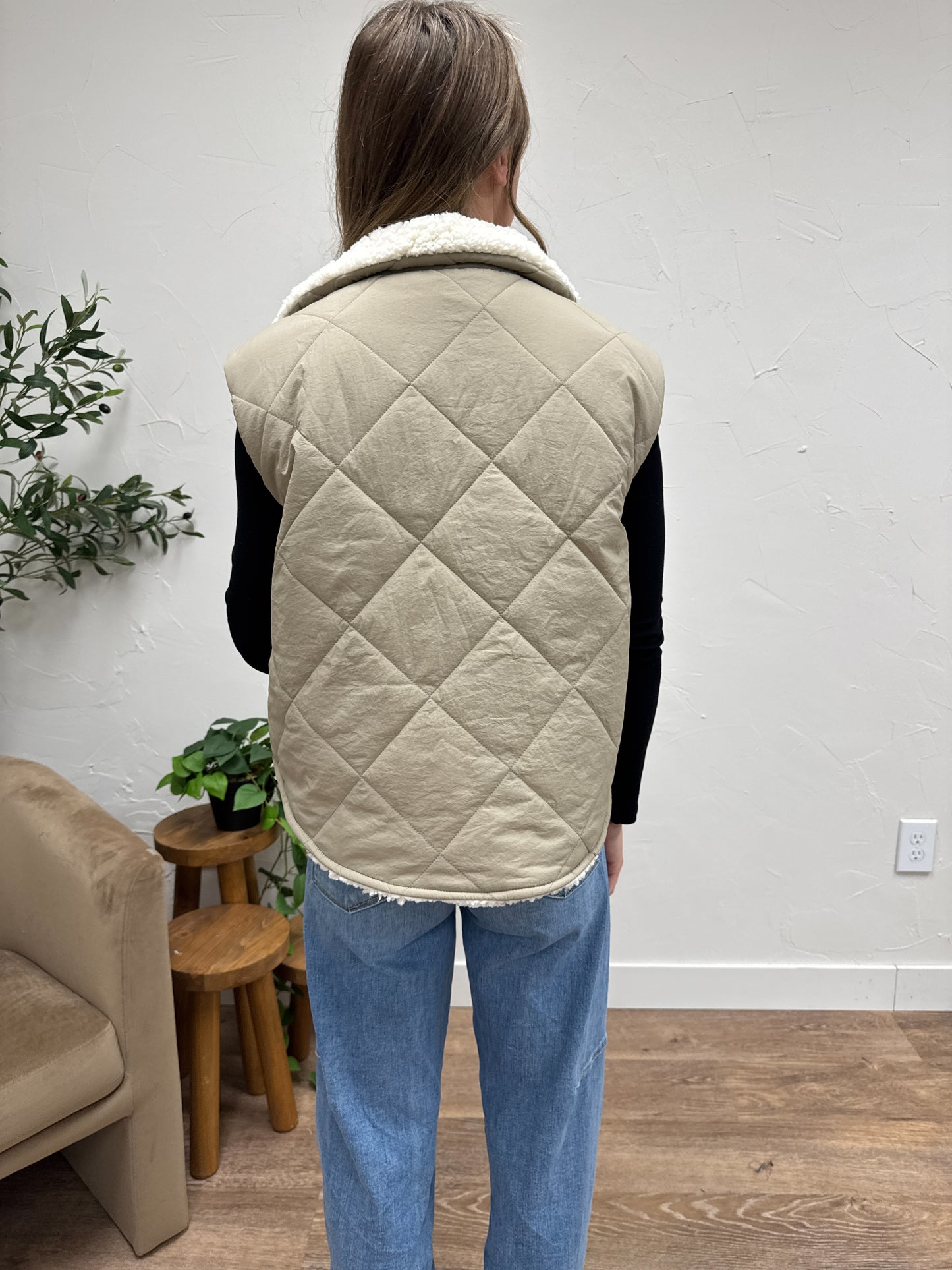 Quilted Zip Up Fleece Lined Puffer Vest