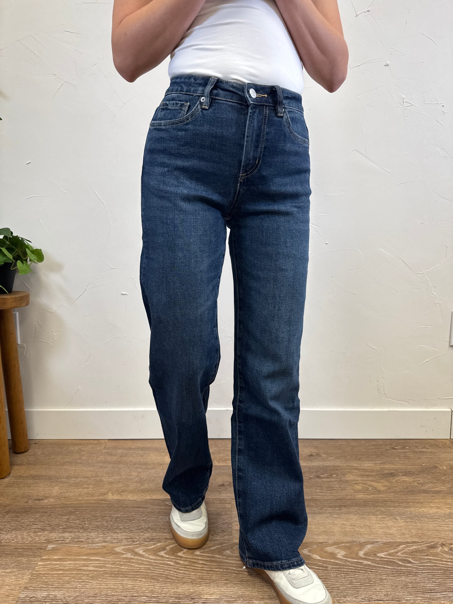 High Rise Loose Fit Straight Leg Mica Denim