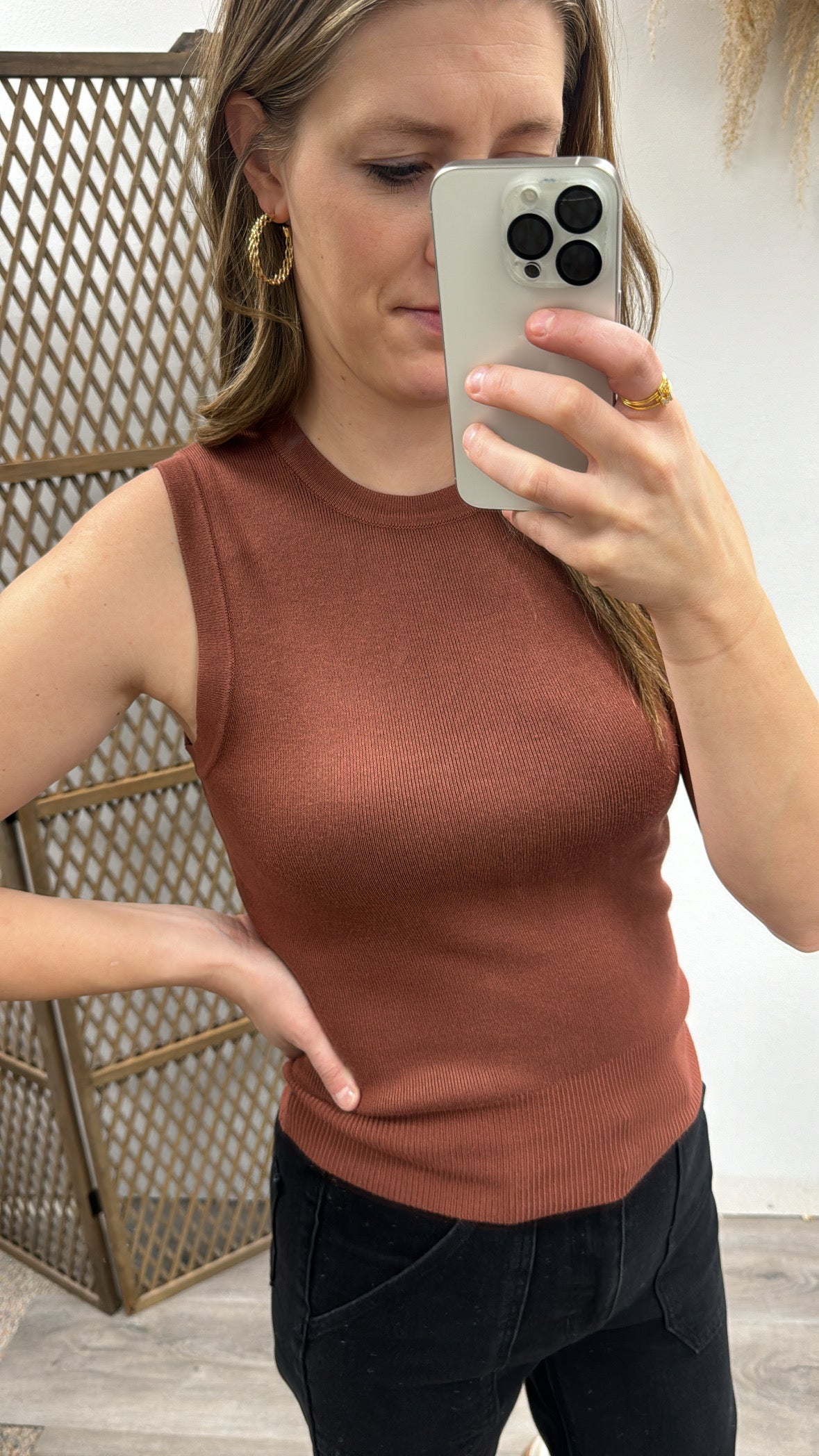 Sleeveless Crew Sweater Top - Three:Twelve Boutique