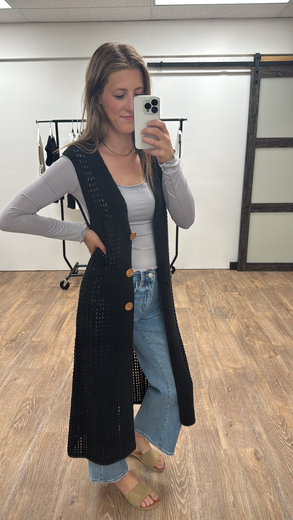 Crochet Button Down Midi Vest