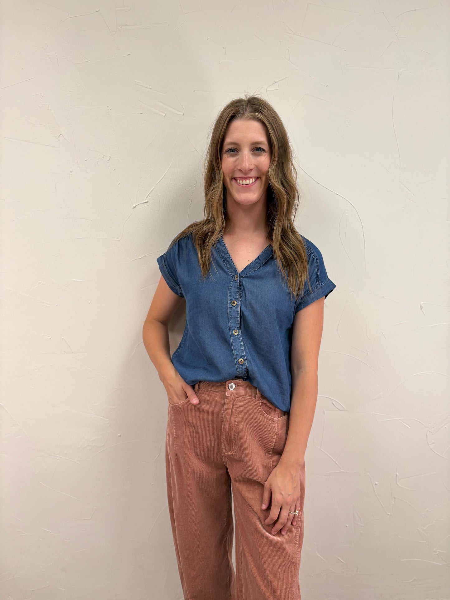 Dark Chambray Button Down Shirt