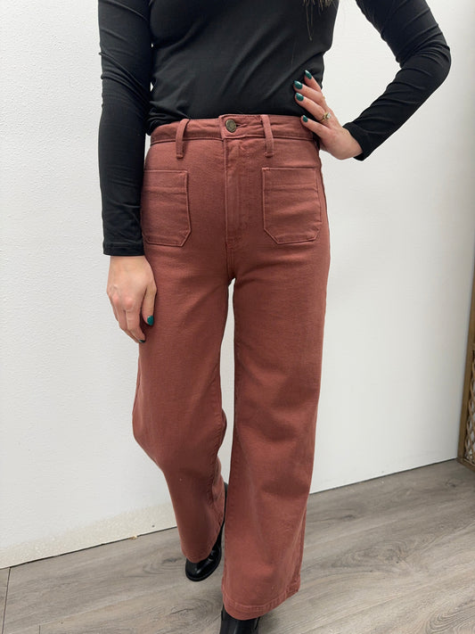 Patch Pocket Wide Leg Denim - Three:Twelve Boutique