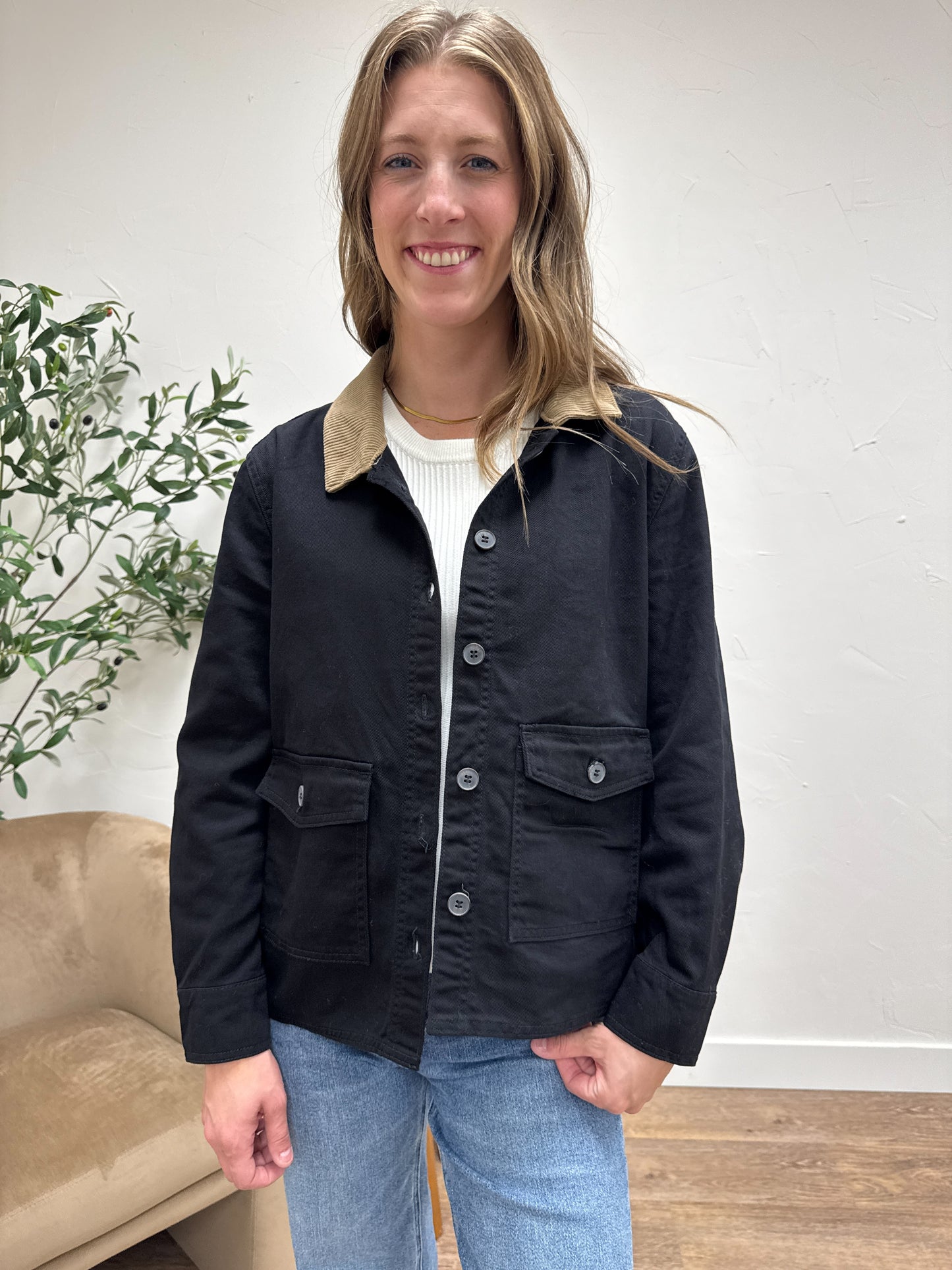 Work Jacket with Corduroy Collar
