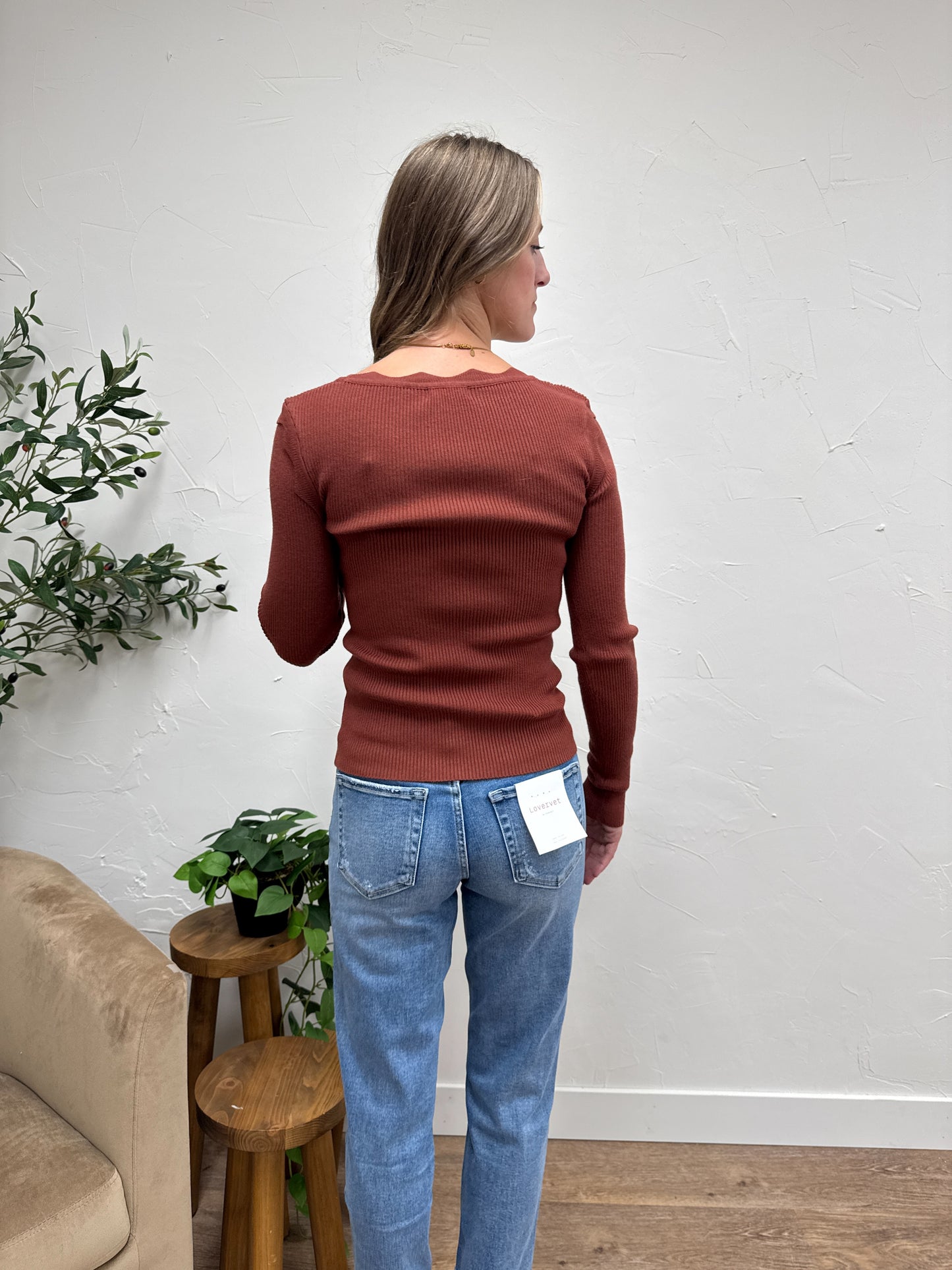 Scallop Long Sleeve Sweater