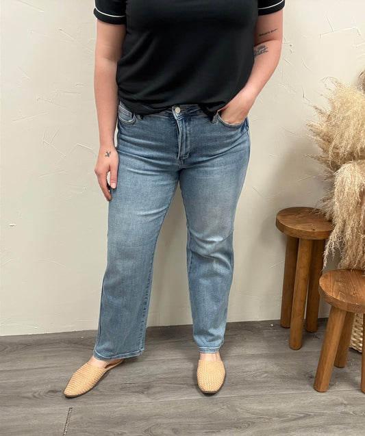Mid Rise Tummy Control Vintage Wash Straight