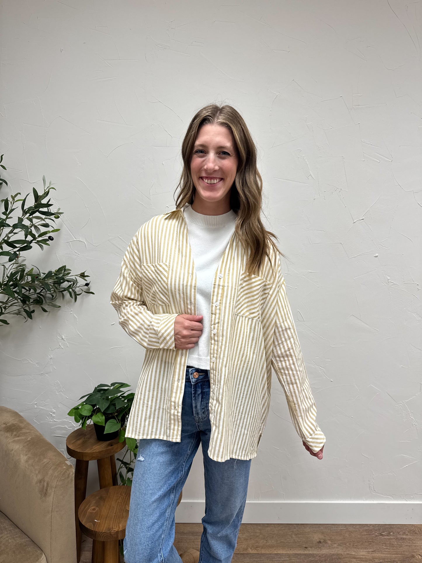Striped Pattern Button Down Shirt