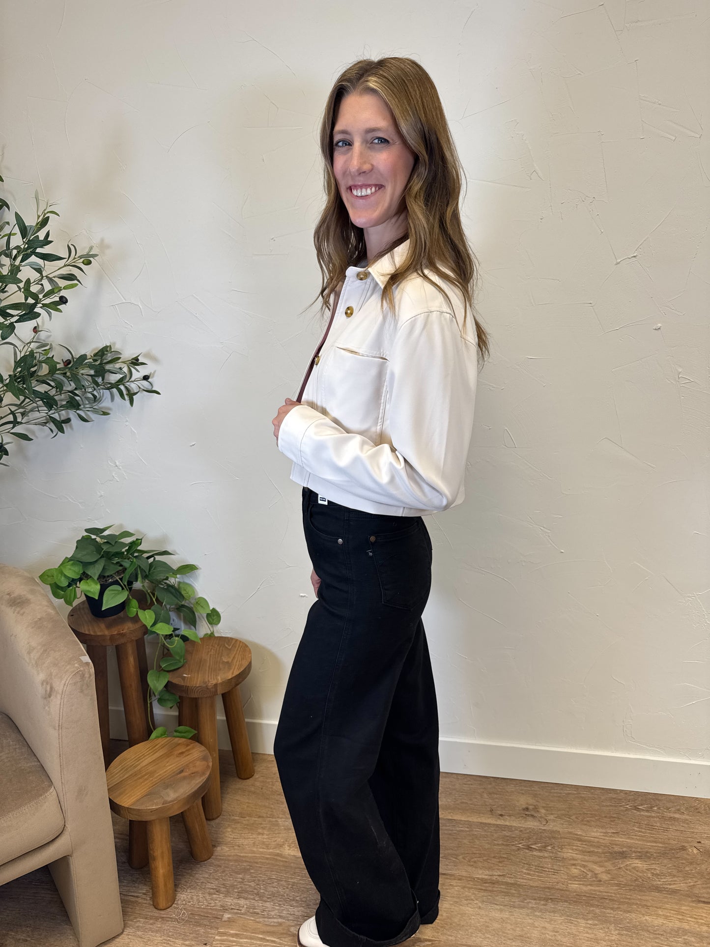Button Down Cropped Jacket