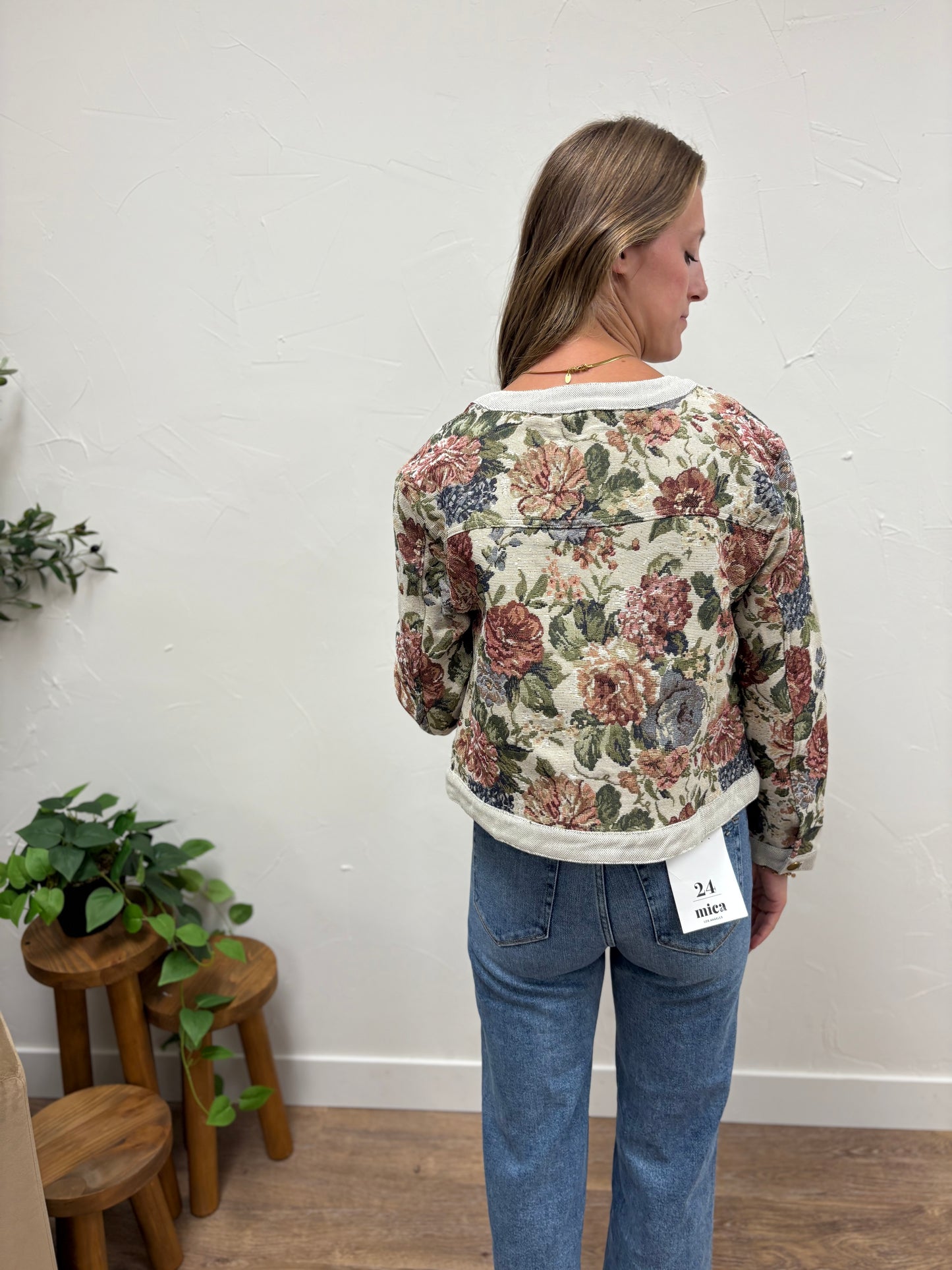 Flower Jacquard Button Down Jacket