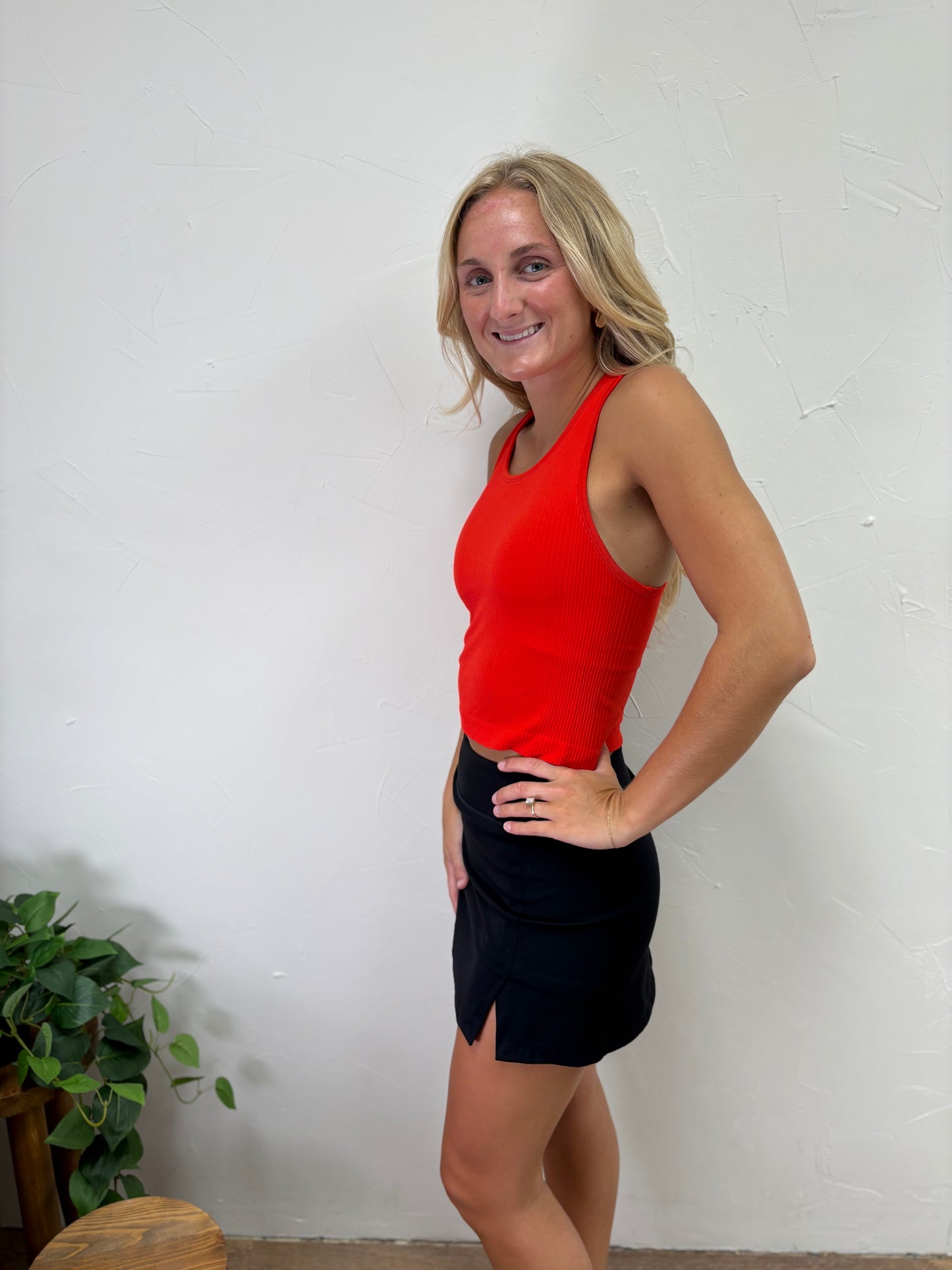 Rib Seamless Racerback Tank With Inner Bra