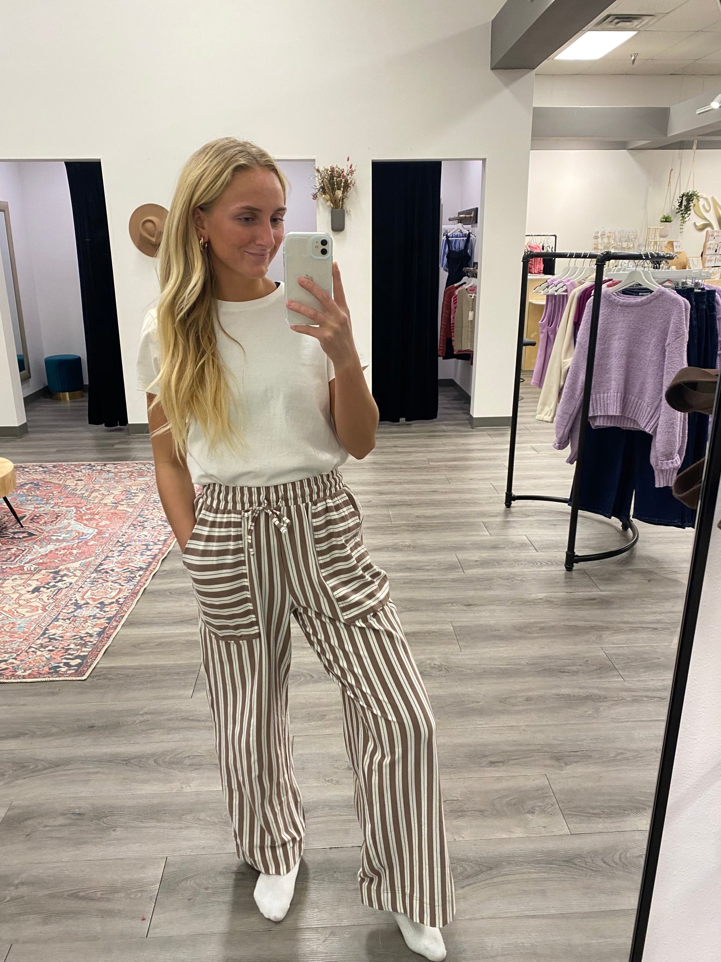 Striped Knit Pants - Three:Twelve Boutique
