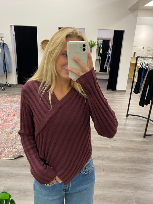 Long Sleeve Asymmetrical Hem Line Sweater