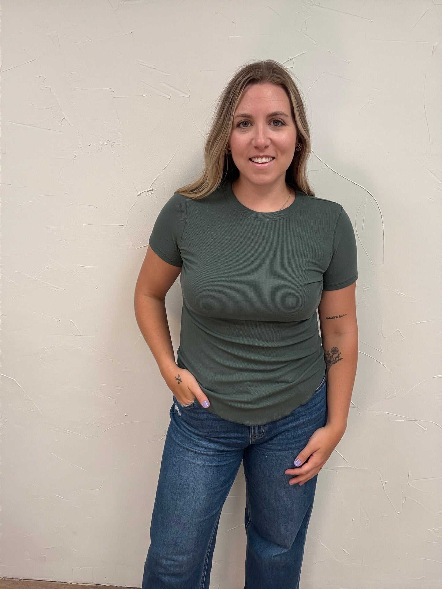 Ribbed Crew Neck Tee