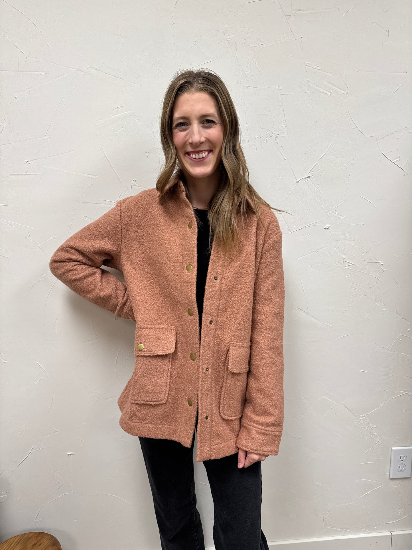 Snap Button Teddy Jacket